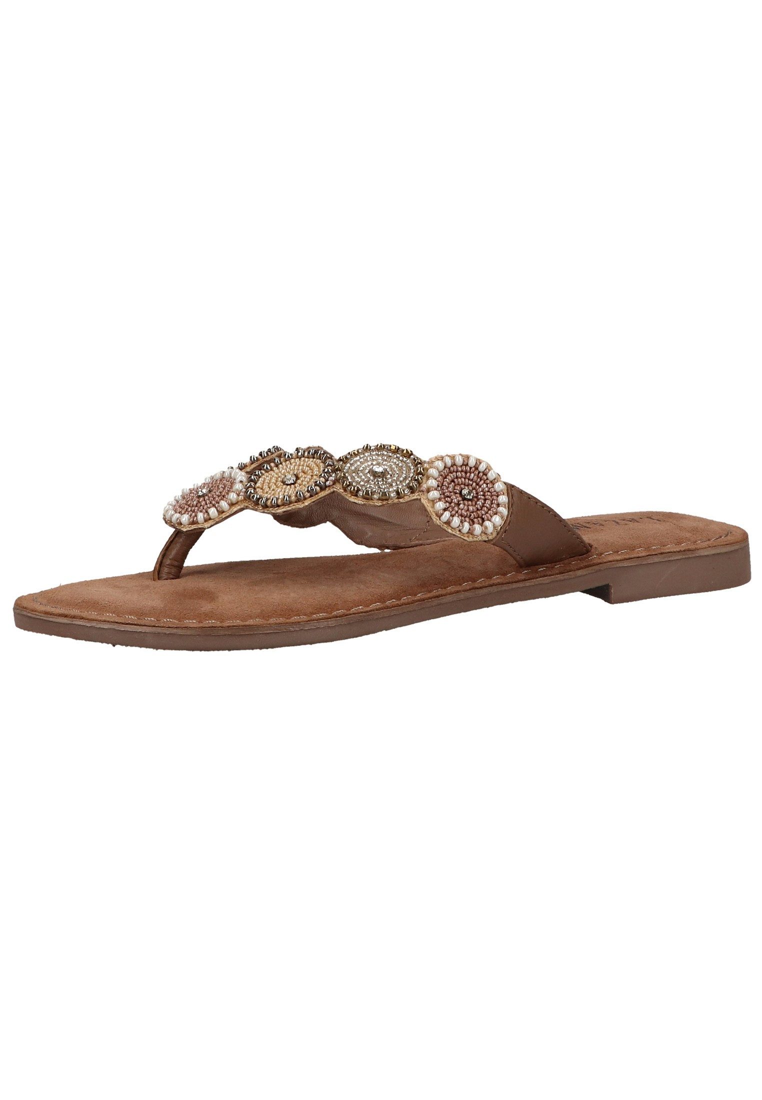 Lazamani Lazamani Zehensteg Leder/Textil Zehentrenner günstig online kaufen