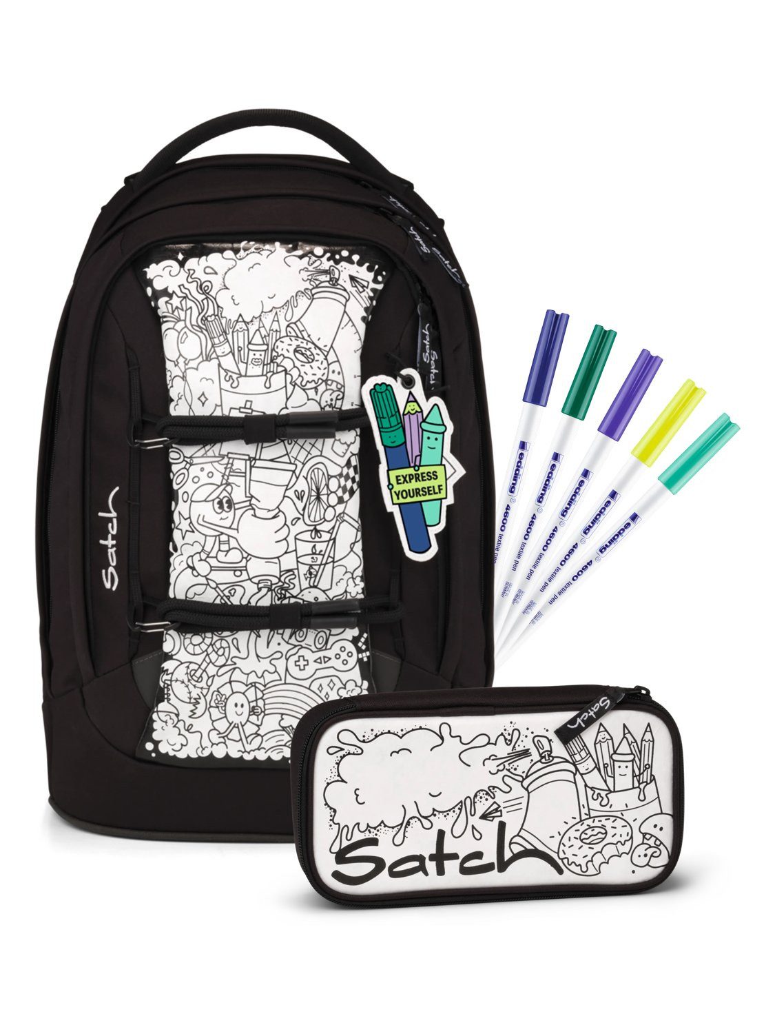 Satch Schulranzen pack set (4-tlg), größenverstellbares Rückensystem