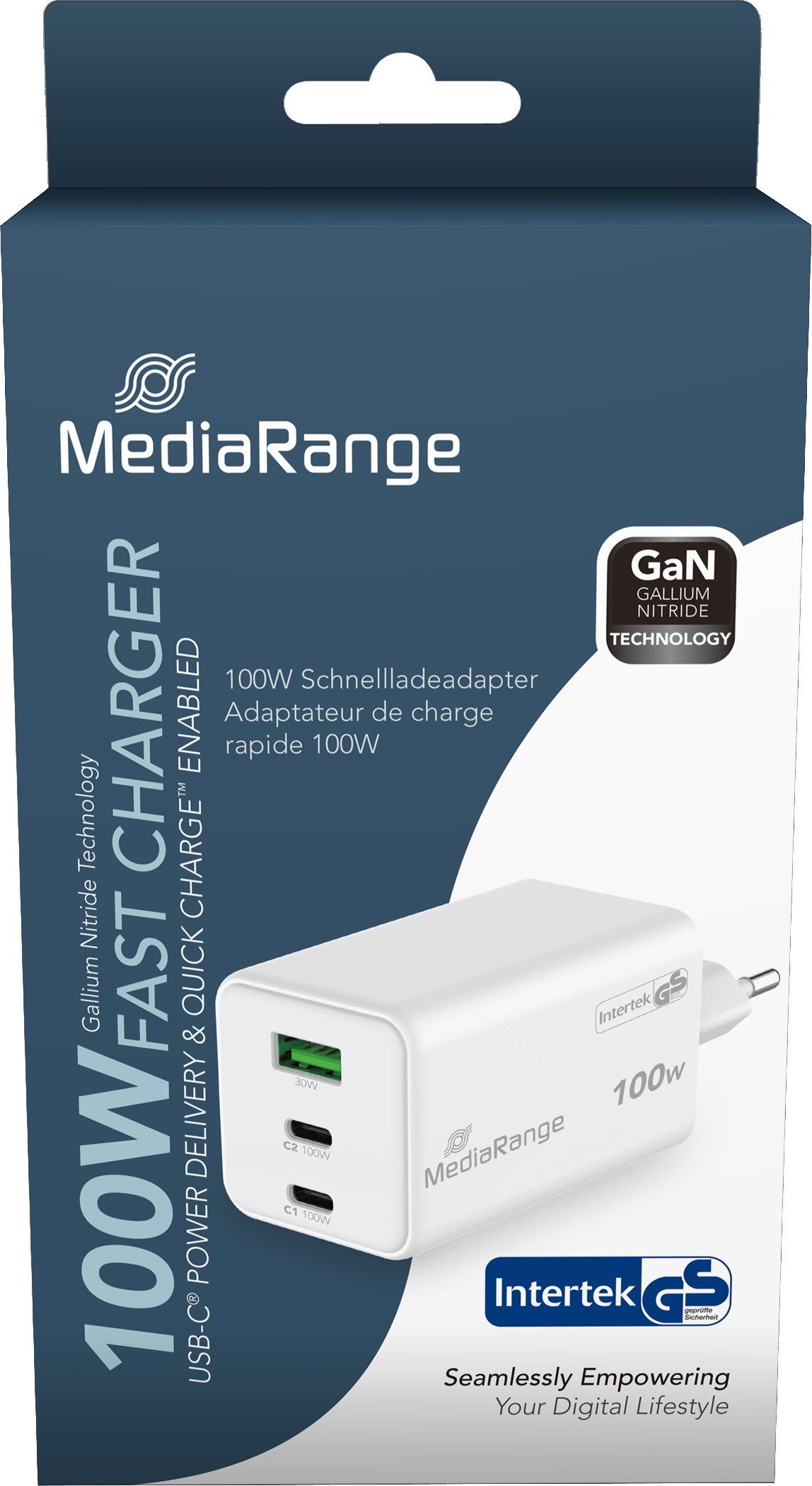 Mediarange Mediarange Ladegerät Power Adapter 100 Watt GaN USB-A + 2x USB-C USB-Ladegerät