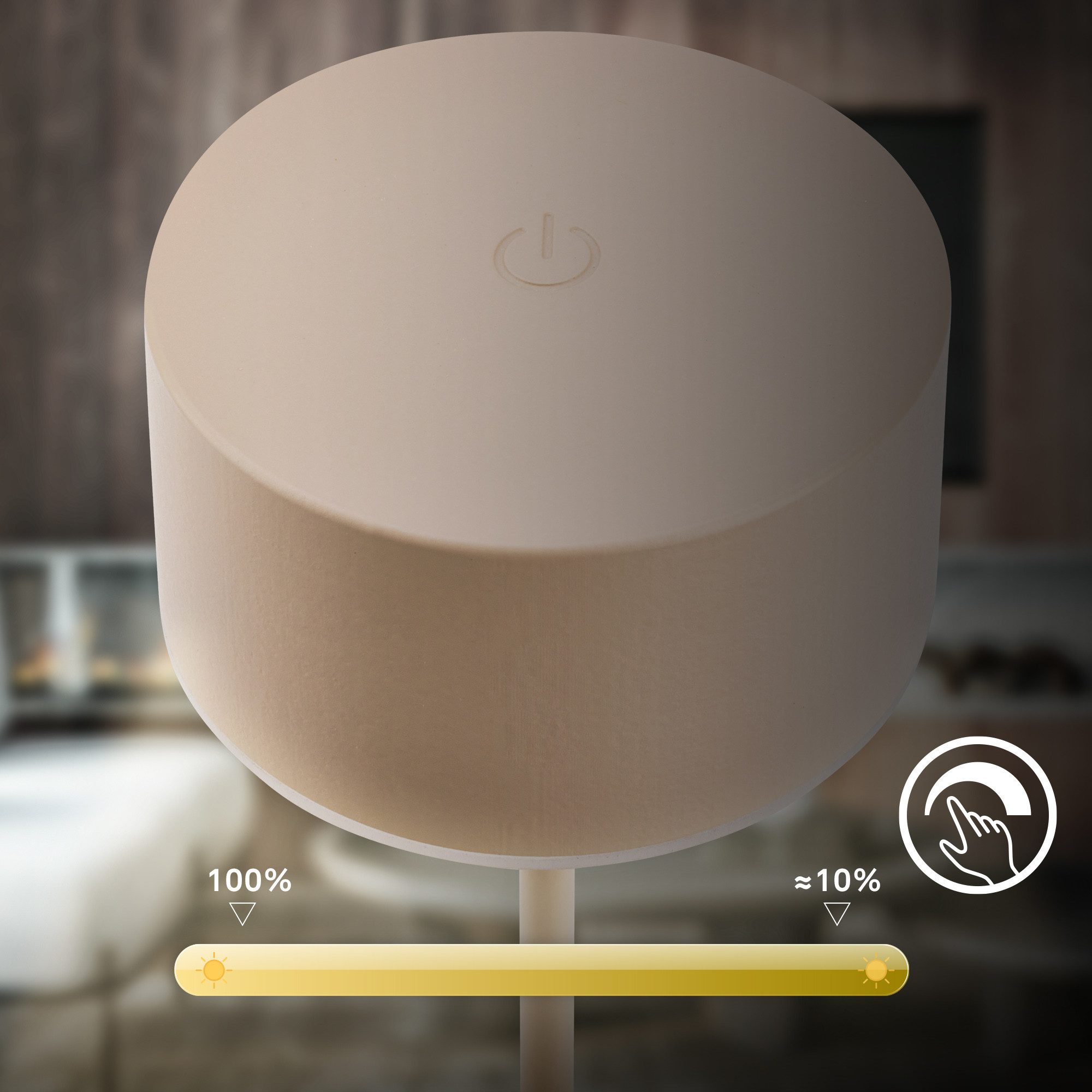 Briloner Leuchten LED Tischleuchte Tischleuchte kabellos Akku dimmbar Touch, LED fest integriert, Warmweiß