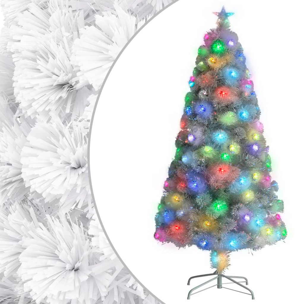 vidaXL Künstlicher Weihnachtsbaum Künstlicher Weihnachtsbaum mit Beleuchtung Weiß 120cm Glasfaser