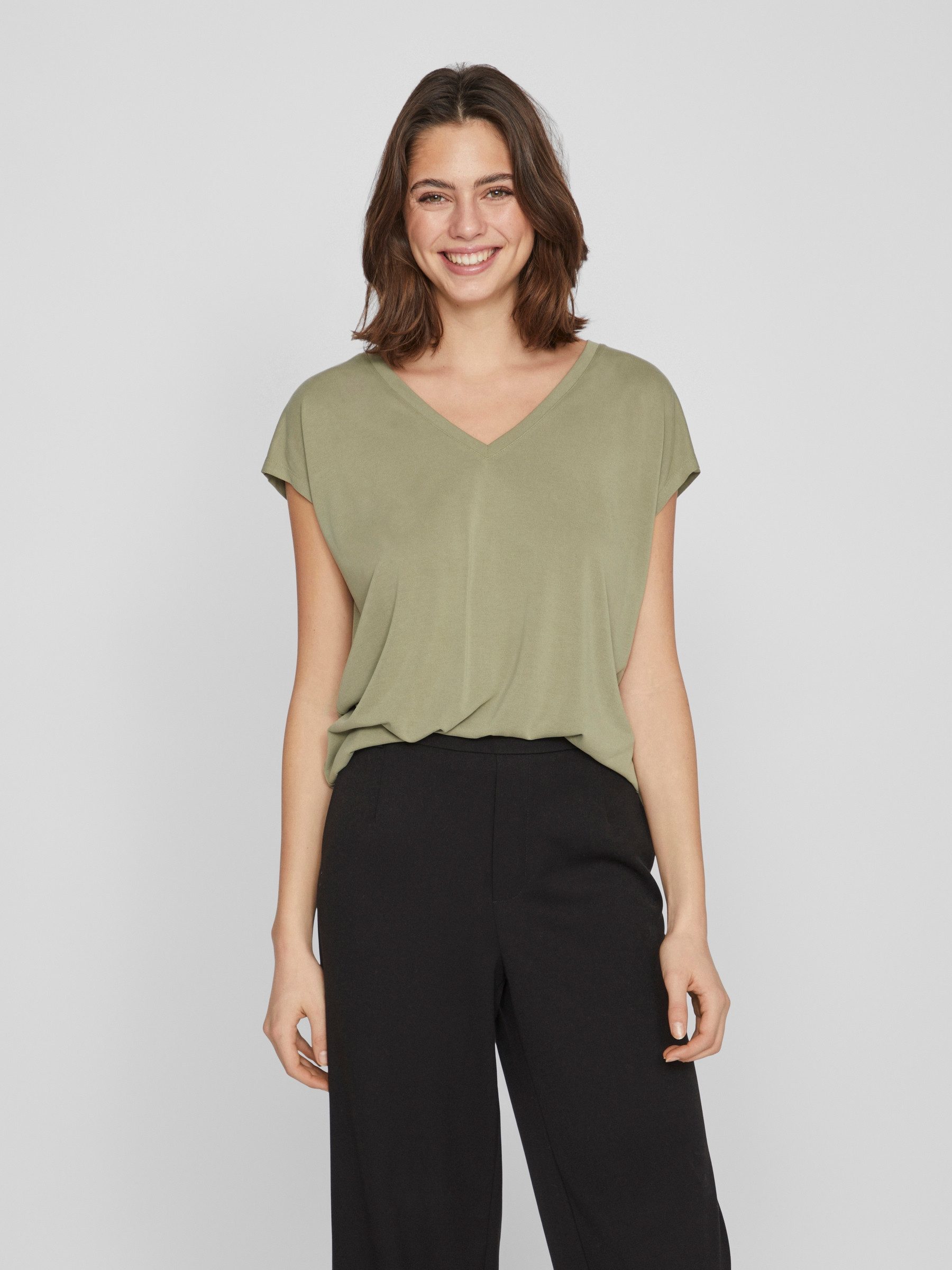 Vila T-Shirt T-Shirt Basic V-Neck Oberteil günstig online kaufen