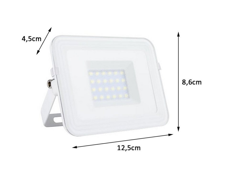 REV LED Flutlichtstrahler, LED fest integriert, Tageslichtweiß, Außen- strahler, Fassadenbeleuchtung Haus-wand beleuchten, Weiß IP65