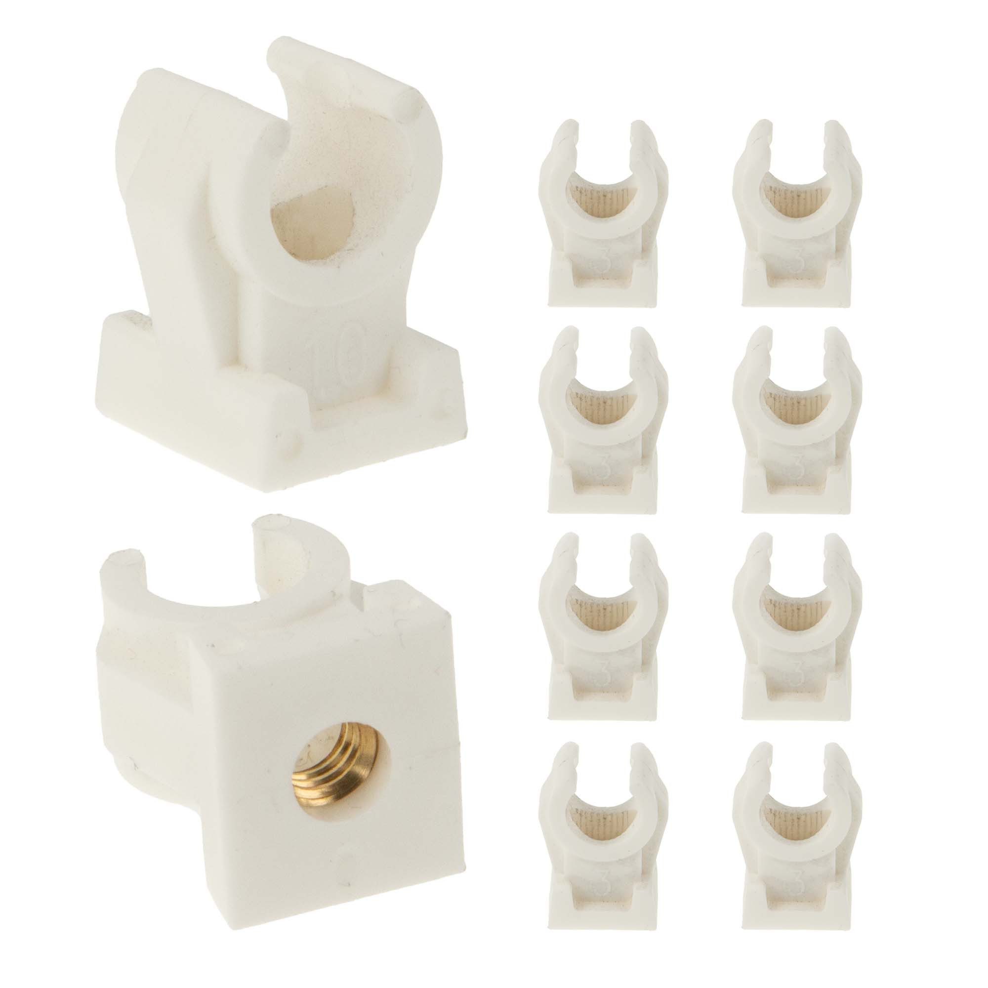 tecuro Rohrschelle Rohrclip Sets einfach Kunststoff weiß, 8 - 28 mm, Gewindebuchse M6, (10-St)