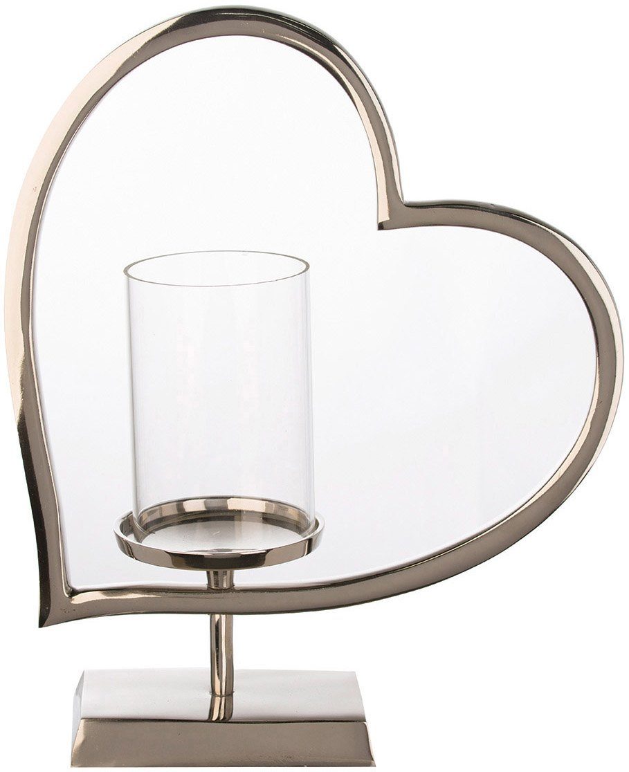 GILDE Windlicht Amor (1 St), aus Aluminium mit Glas-Zylinder, Perfektes  Geschenk für Freunde und Familie