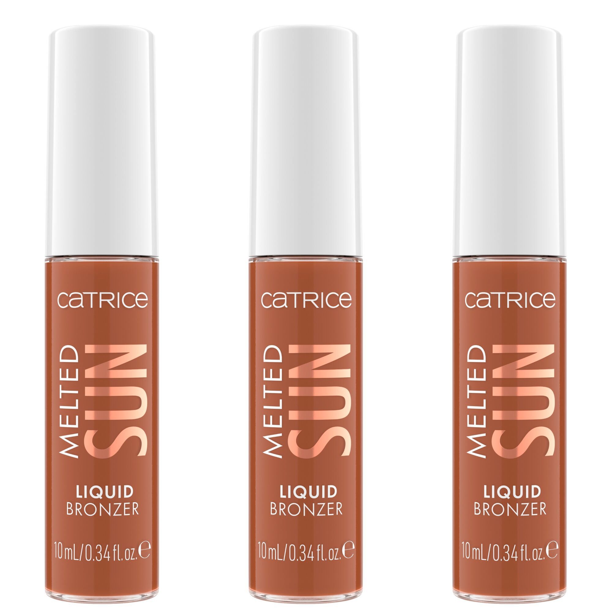 Catrice Bronzer-Puder Melted Sun Liquid Bronzer, 3-tlg., Cremige Textur, matt, aufbaubare Deckkraft, leicht verblendbar.