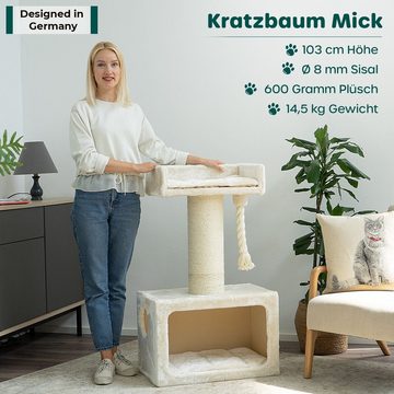 Happypet Kratzbaum MICK, Premium 103 cm für große Katzen, dicker Stamm 18 cm, 8 mm Sisalseil