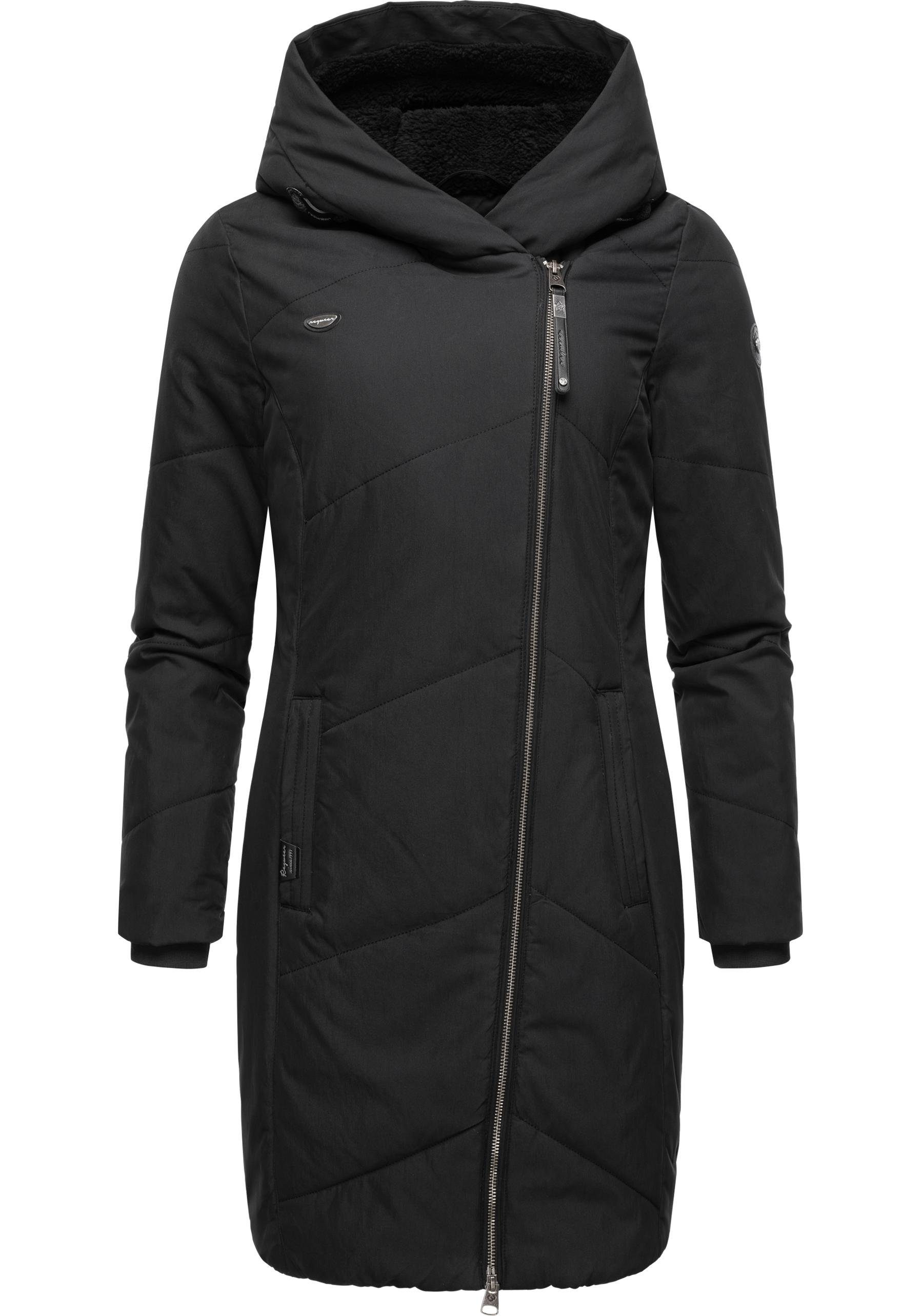 Winterparka gesteppter Ragwear mit Kragen Gordon asymmetrischem Wintermantel dark Long