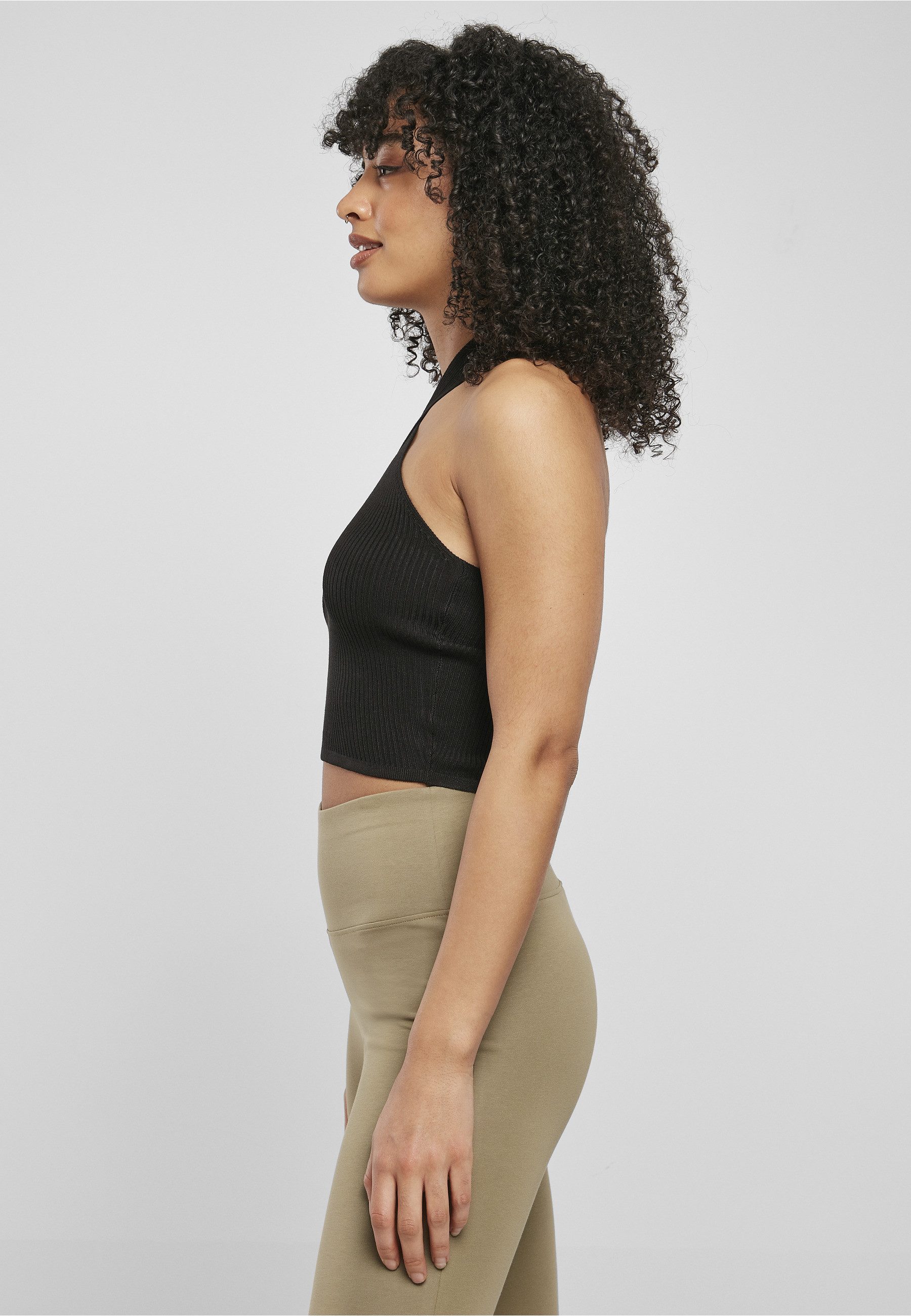 URBAN CLASSICS Muskelshirt Urban Classics Damen Ladies Rib Knit Crossed Neckholder Top (1-tlg)
