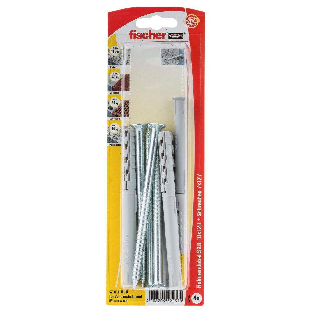 Fischer Befestigungstechnik Schrauben- und Dübel-Set FISCHER Rahmendübel mit Schraube SXR 10x120 TK (4 Stk)