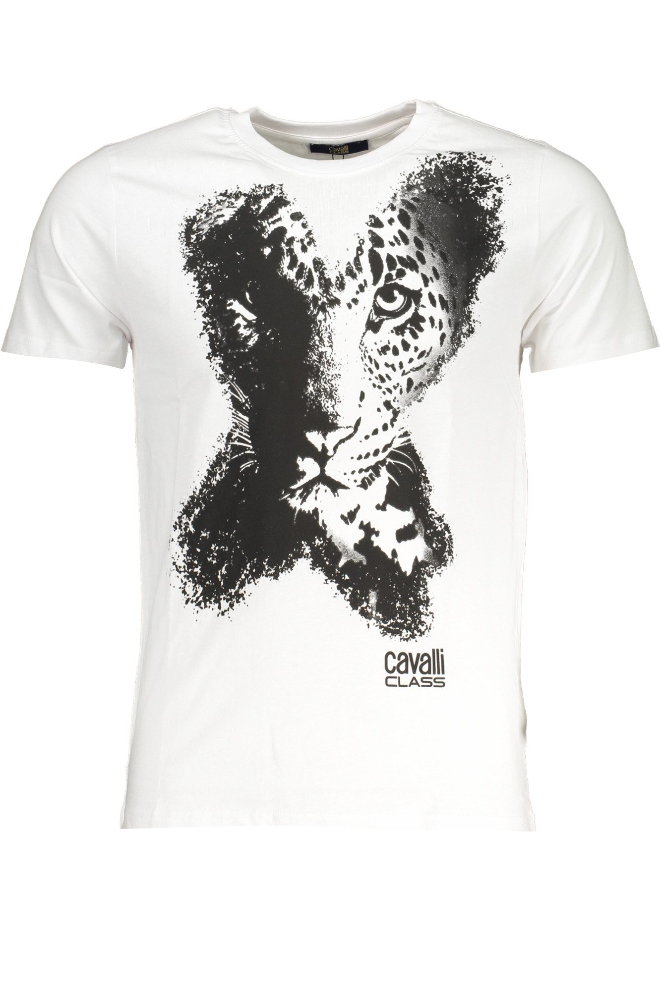 Cavalli Class T-Shirt Weißes Herren T-Shirt mit Rundhals und Logo-Druck