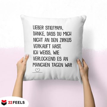 22Feels Dekokissen Stiefvater Geschenk Vatertag Geburtstag Bonus Papa Stiefpapa Männer, Deko mit Persönlichkeit