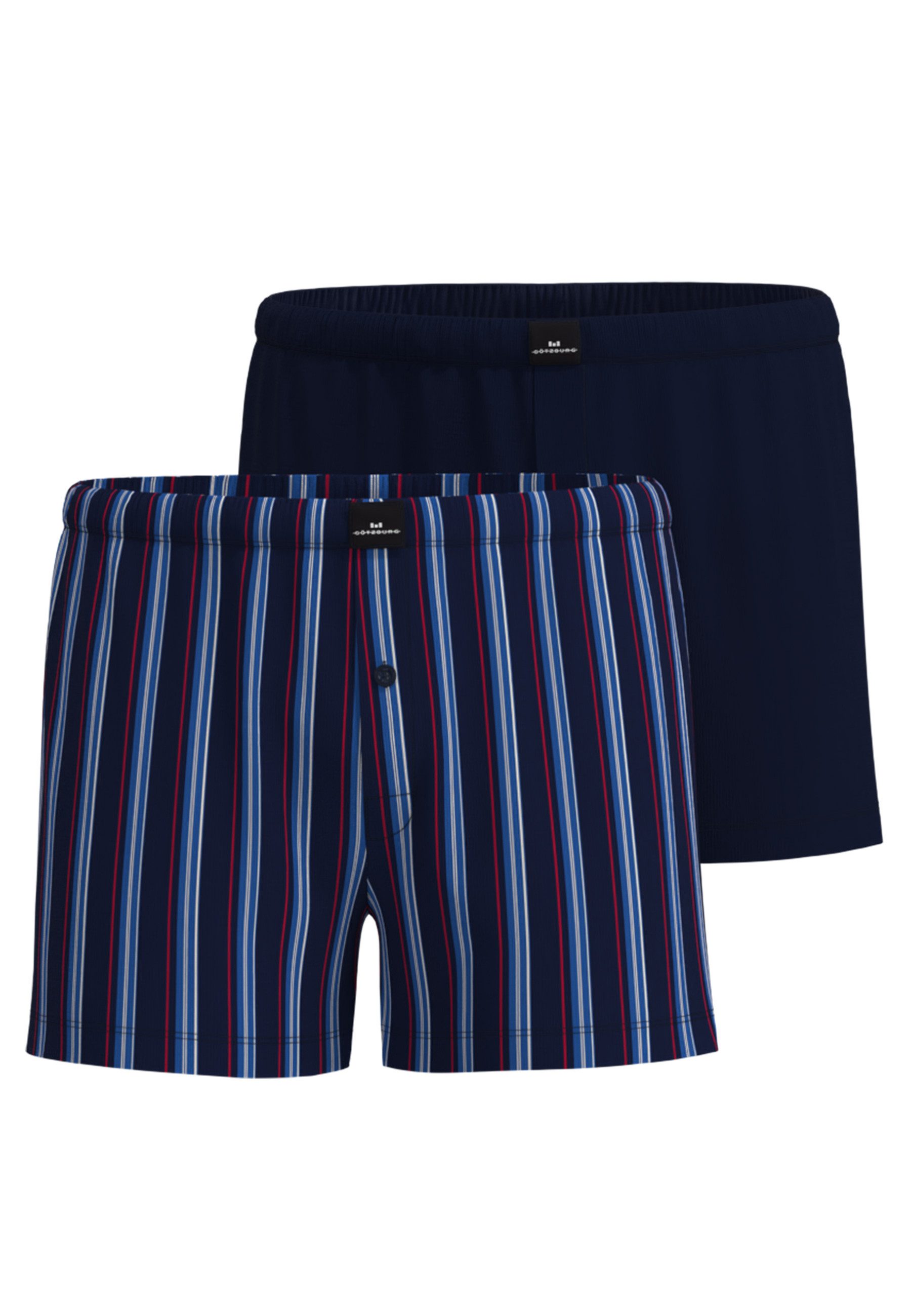GÖTZBURG Boxershorts Wildlife (2er Pack) gestreift, basic, mit Logo, mit Eingriff, mit Knopf, Baumwollmix