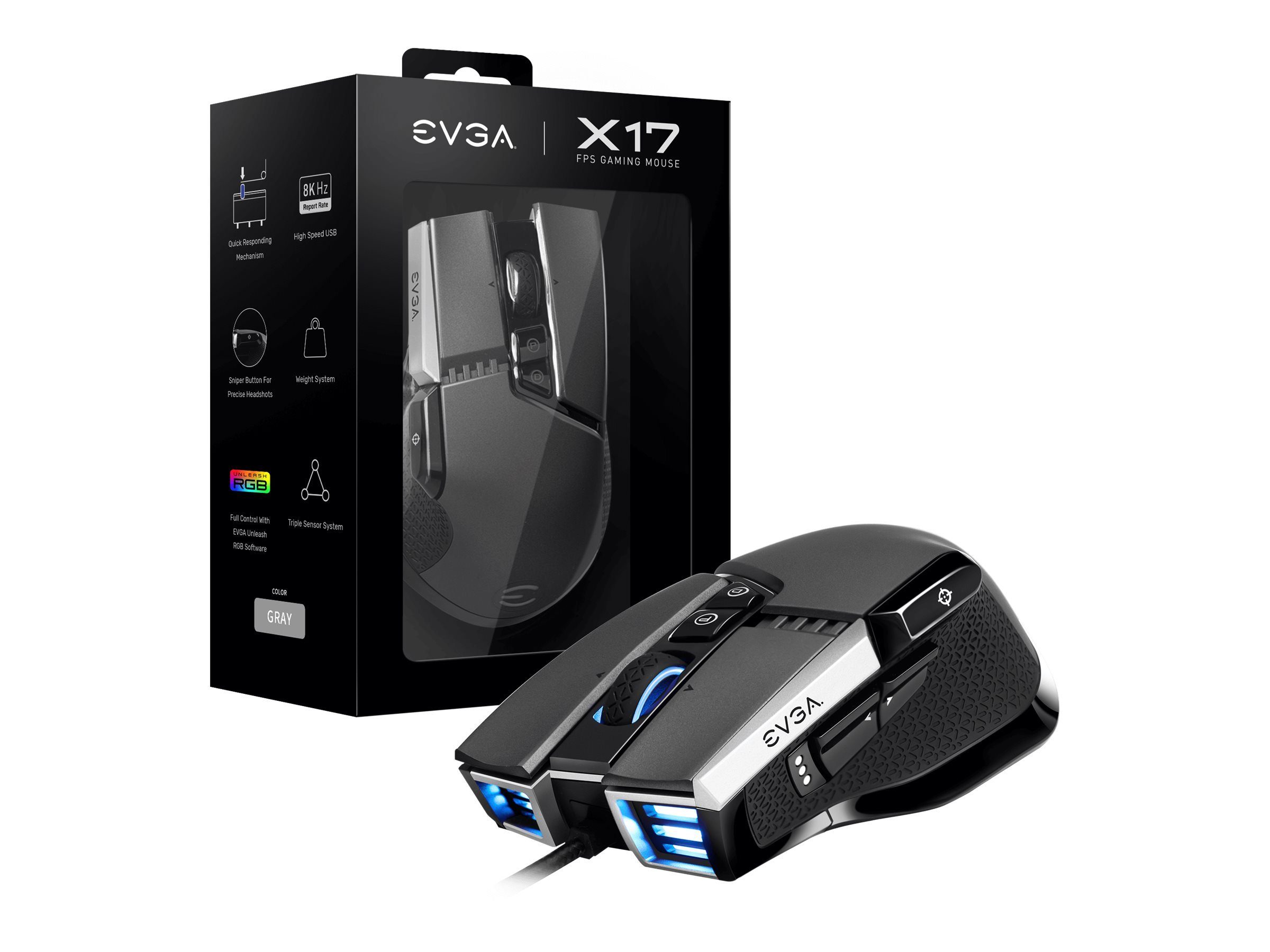 EVGA EVGA X17 Gaming Mouse 903-W1-17BK-K3 Maus