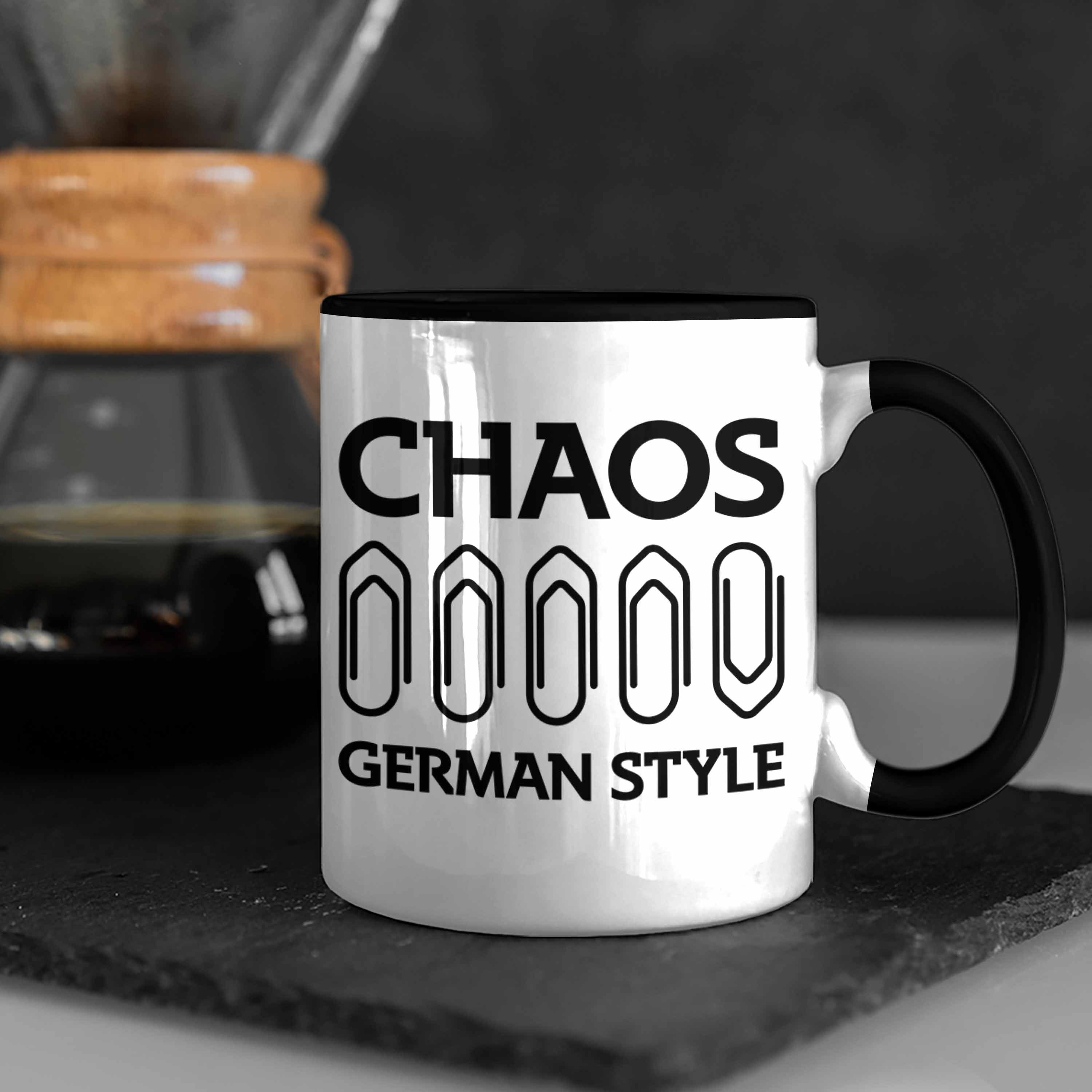 Lustiger Kollegin Kollege Spruch Style Trendation Tasse Bürotasse Schwarz Trendation mit Geschenk Chaos German - Spruch Tasse