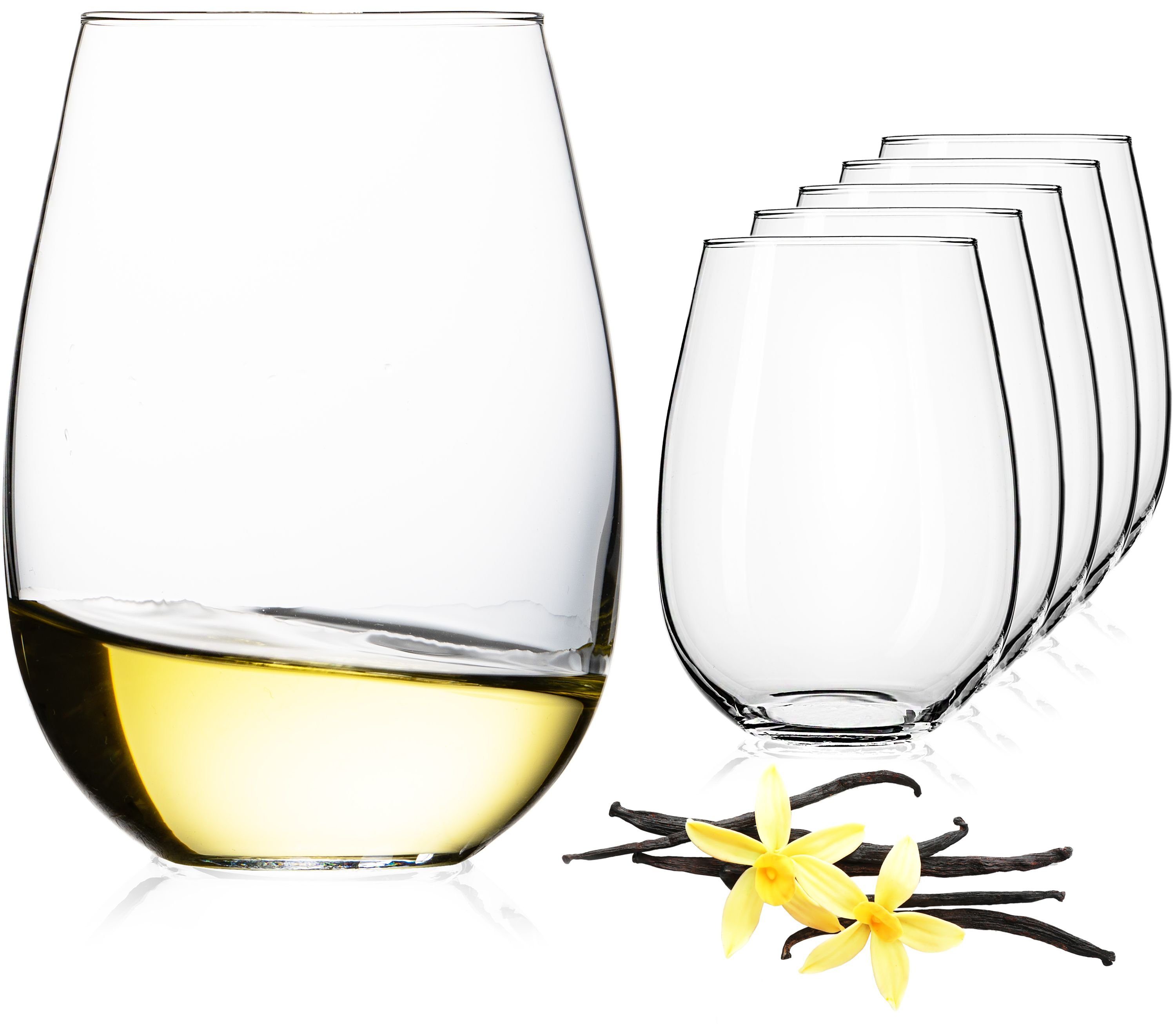 IMPERIAL glass Weinglas Weingläser ohne Stil, Glas, 570ml Set 6-Teilig groß  moderne Weißweingläser Rotweingläser Spülmaschinenfest