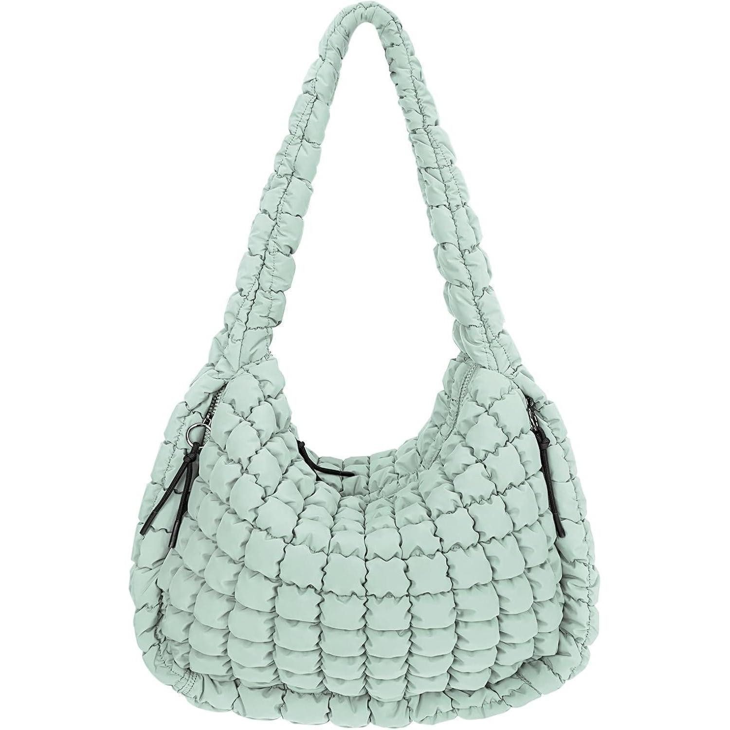 LuxusKollektion Umhängetasche Tasche gesteppte Puffer Crossbody Tote Baumwolle Daunen Dz12-grün