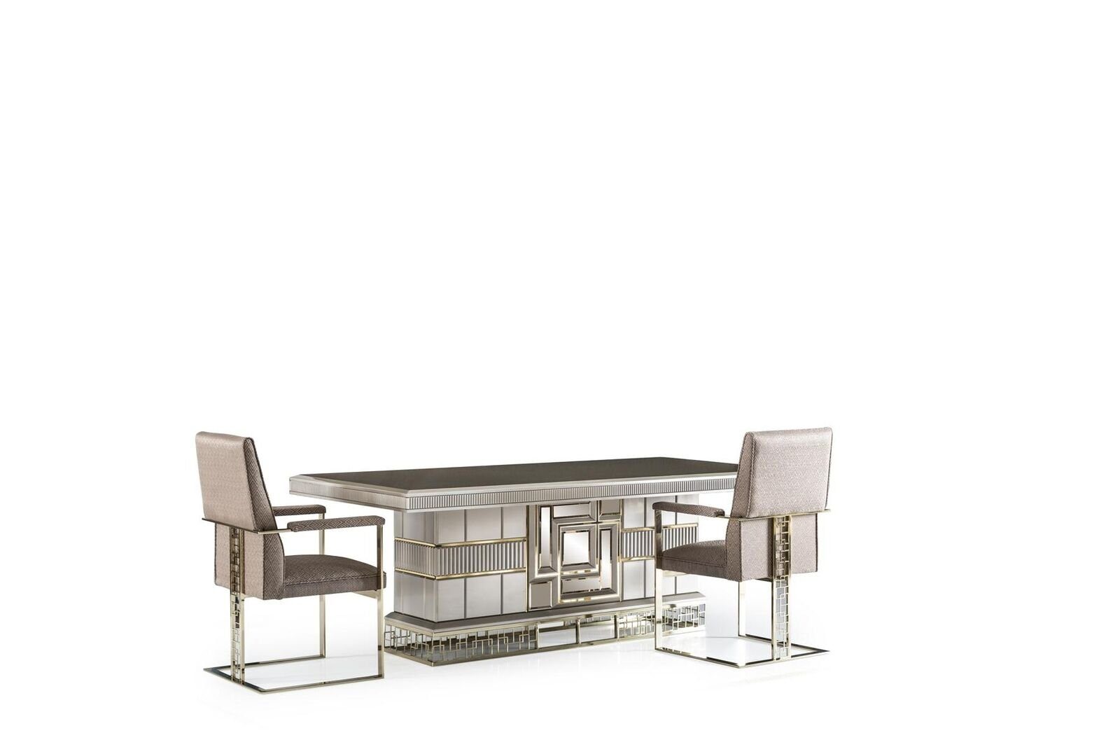Esstisch Set Stühle Grau Esszimmer-Set Holz Elegantes Esszimmer Schön JVmoebel 4x Modern