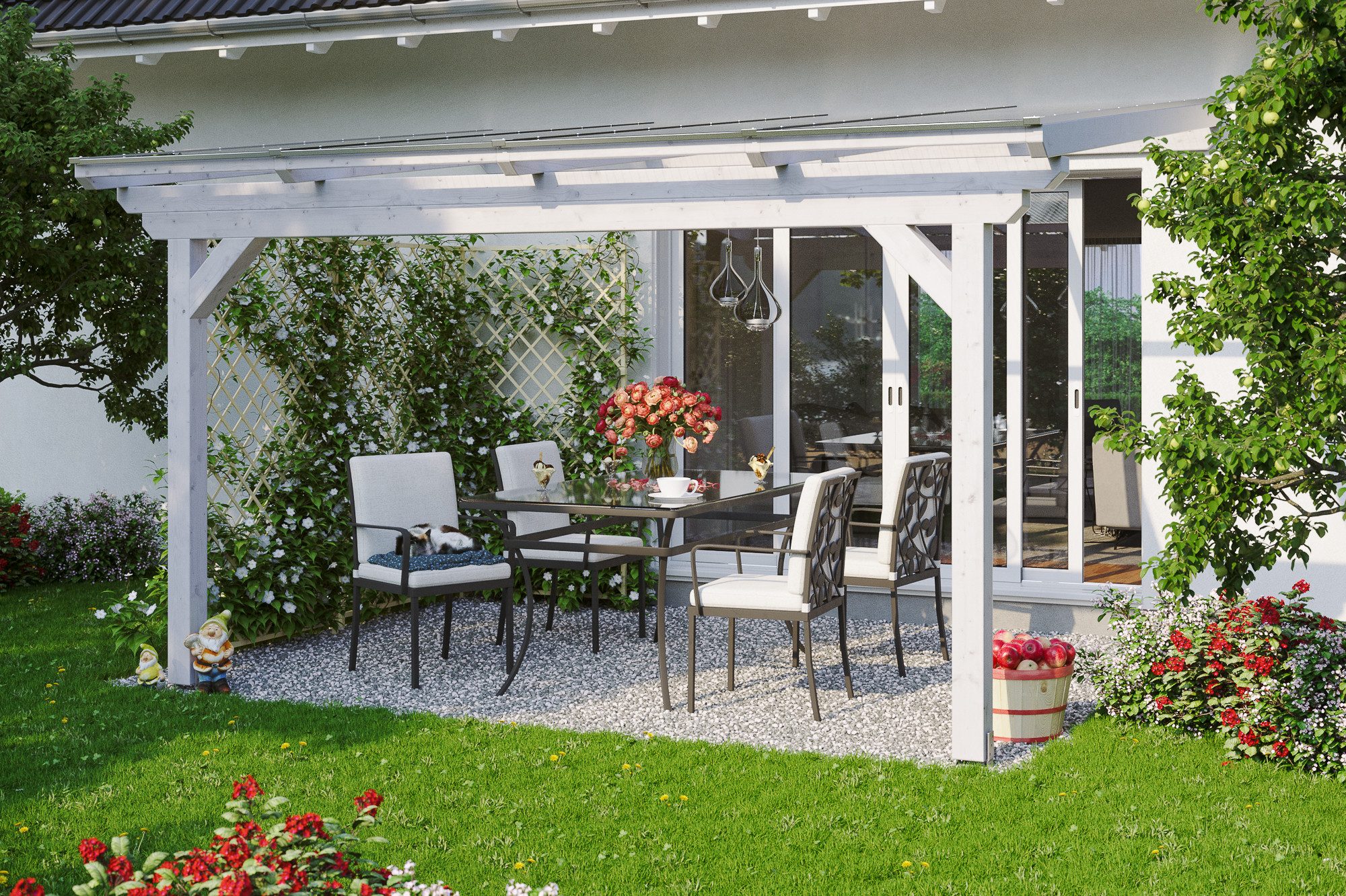 Thumbnail - Skanholz Terrassendach Ancona, BxT: 434x250 cm, Bedachung Doppelstegplatten, Leimholz