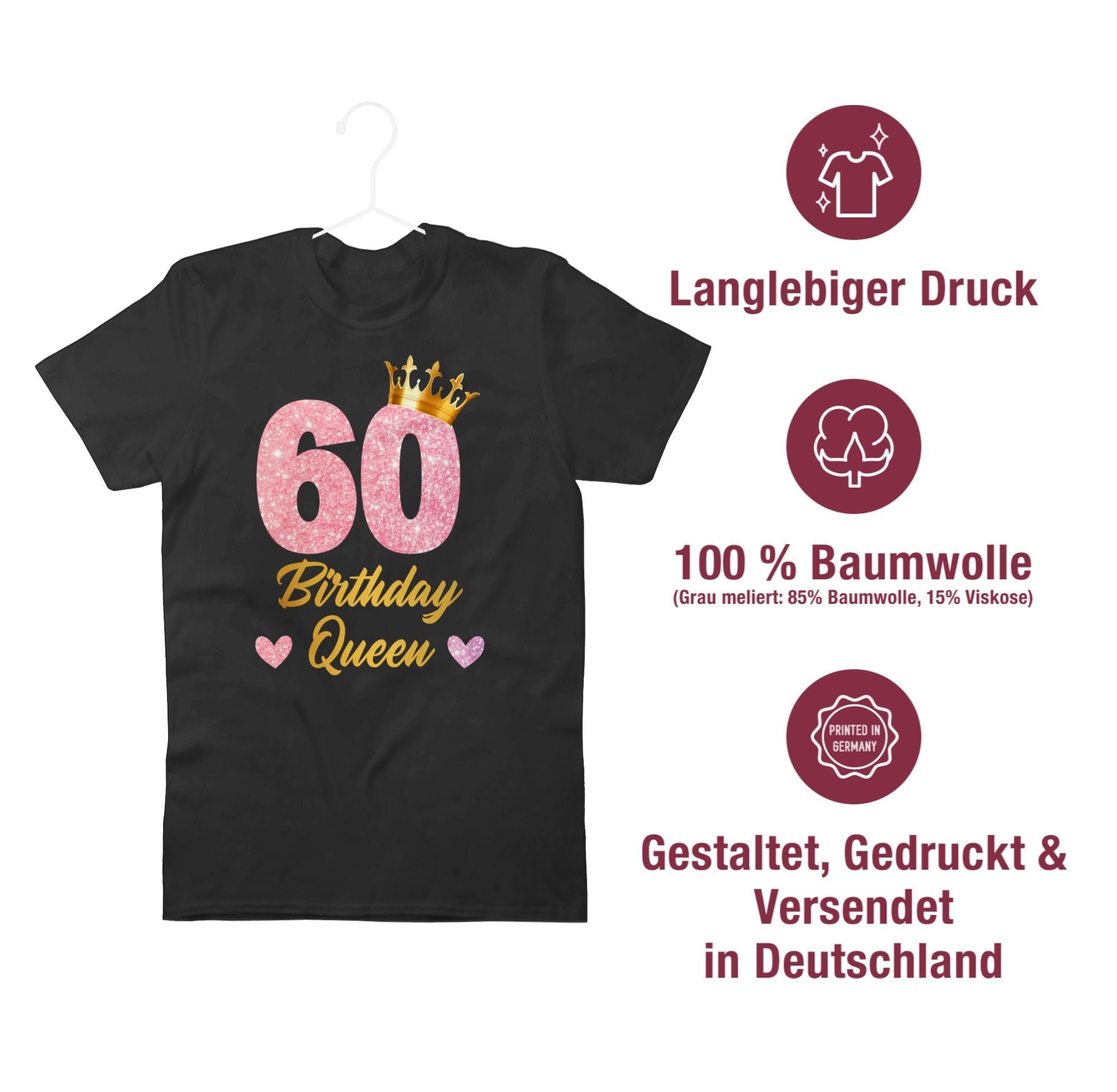 60 Geburtstag Geburtstagsgeschenk Queen Birthday T-Shirt 60. 01 60 Geburtstags Schwarz Königin Shirtracer