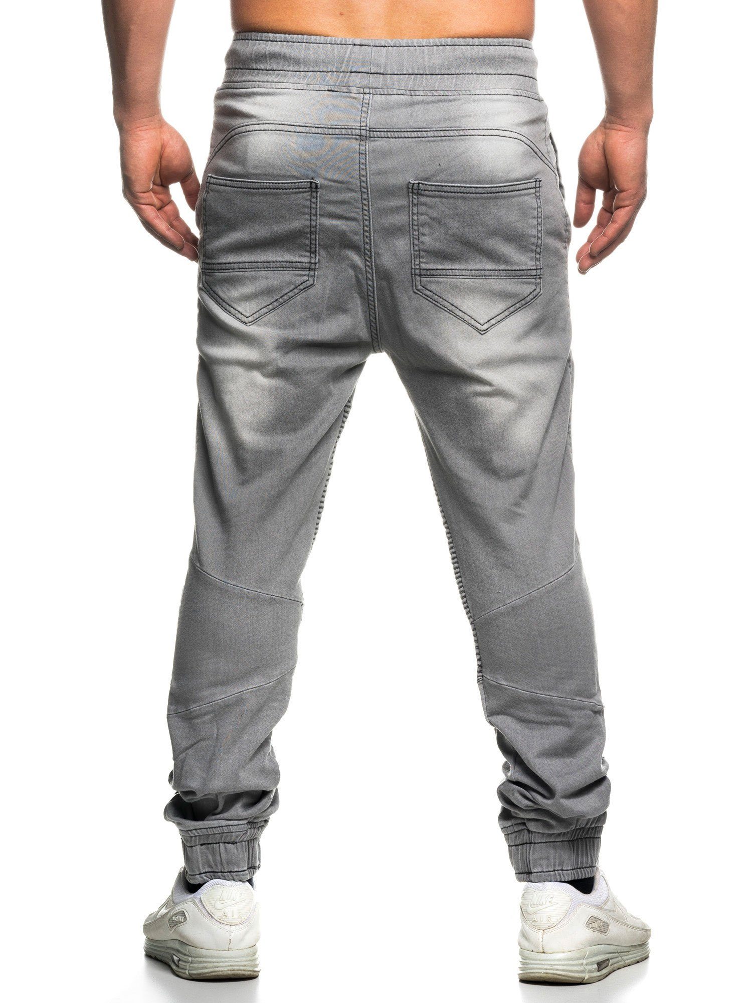 Straight-Jeans Sweat 16505 Biker-Look & grau Tazzio Jogger-Stil Hose im