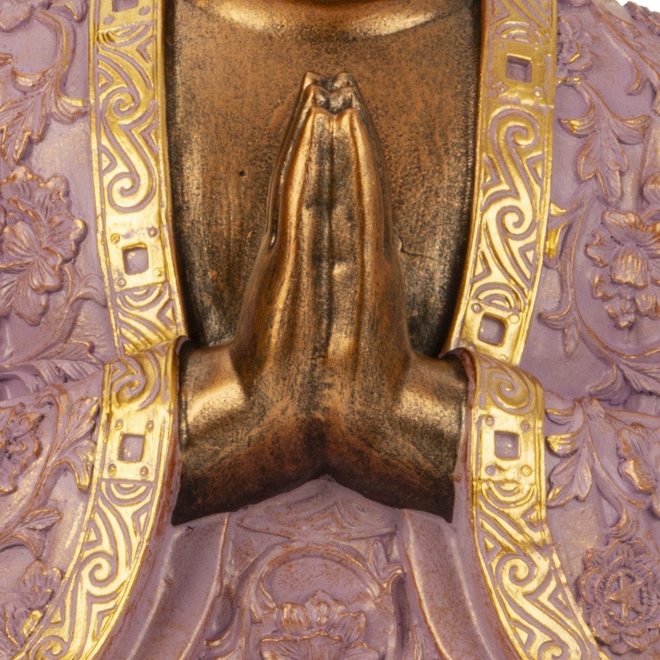 MF Buddhafigur Buddha Statue Amara Flieder Gold Polyresin 41cm Handbemalt (1 St) – Bild 2 von 3