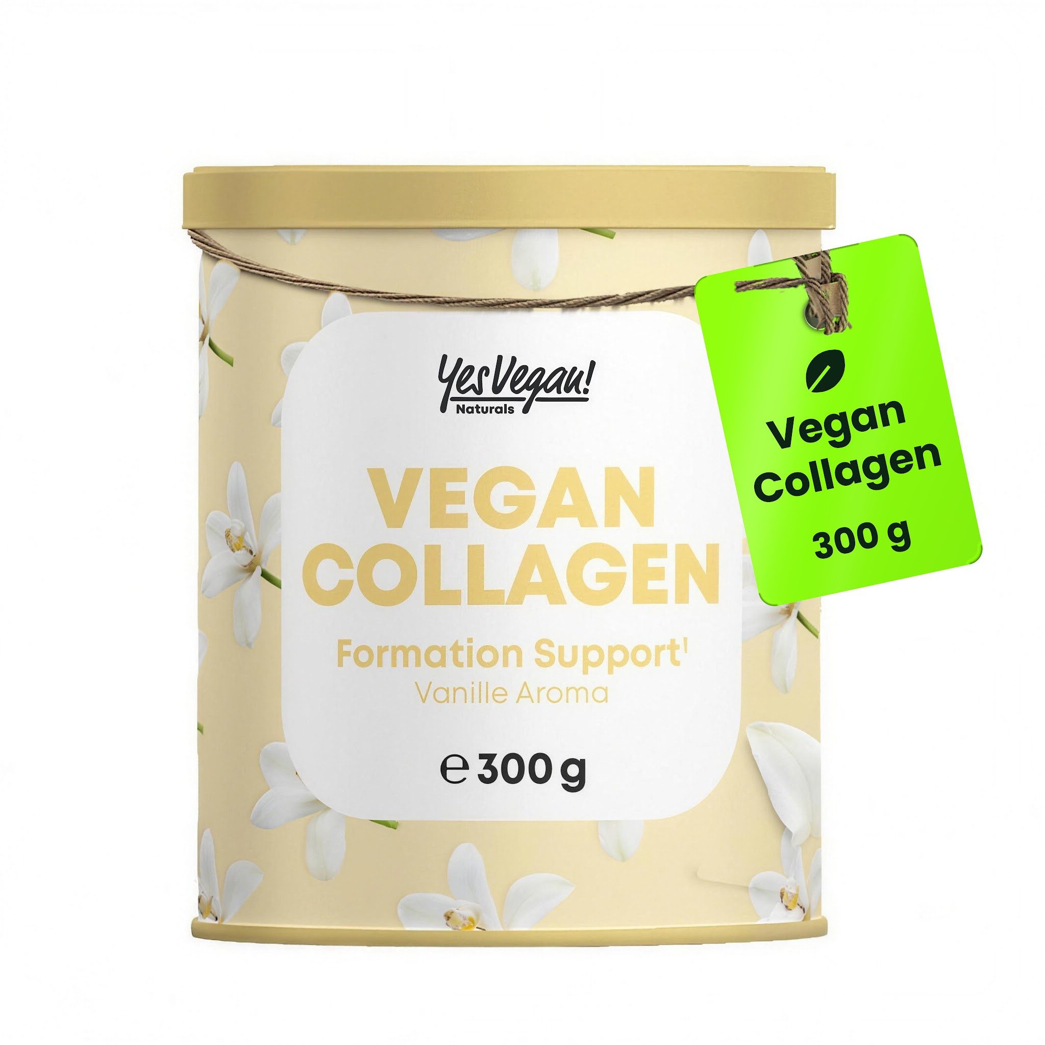 Yes Vegan Vegan Collagen Vanille, Hyaluron, Biotin, Vitamin C Pulver, 300 g, vegan, laktosefrei, glutenfrei