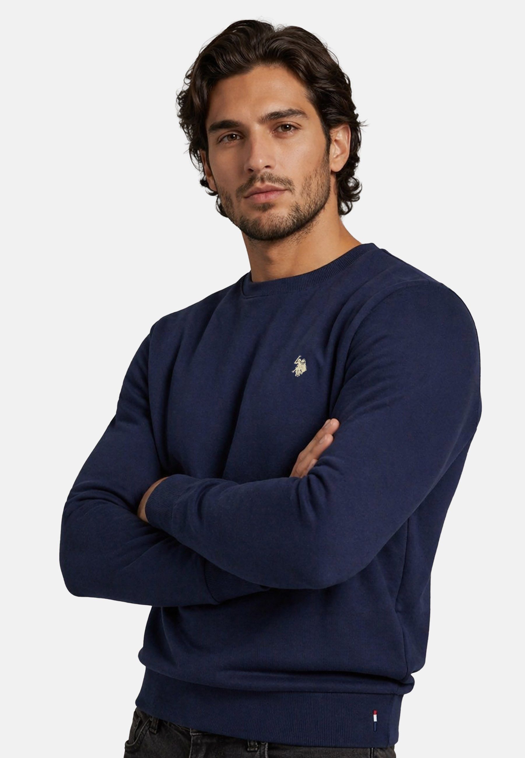 U.S. Polo Assn. Rundhalspullover USJaxxon – Herren Sweatshirt mit Rundhalsausschnitt Weiche Baumwollmischung, formstabil und mit Logo-Stickerei