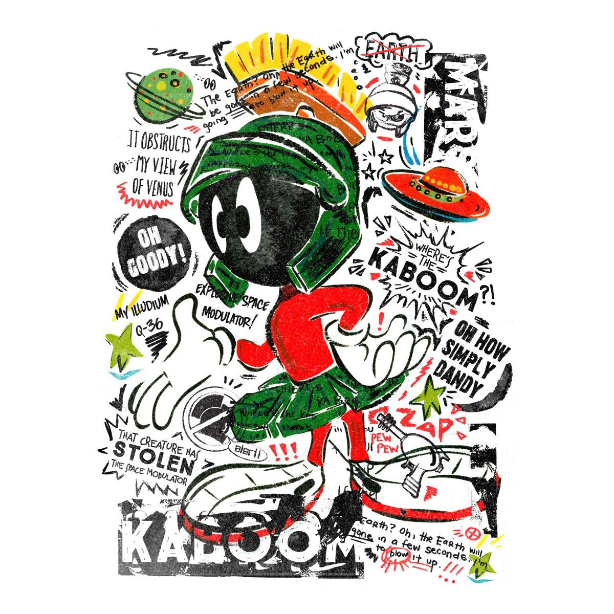 Spreadshirt Aufkleber Looney Tunes Marvin Der Marsmensch Sticker Aufkleber