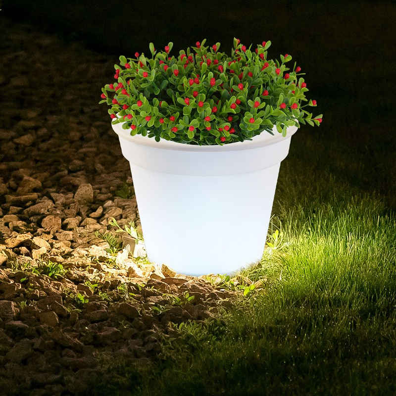 etc-shop Gartenleuchte, LED-Leuchtmittel fest verbaut, LED Solar Leuchte Blumen Topf Außen Beleuchtung Dekoration Steh Lampe