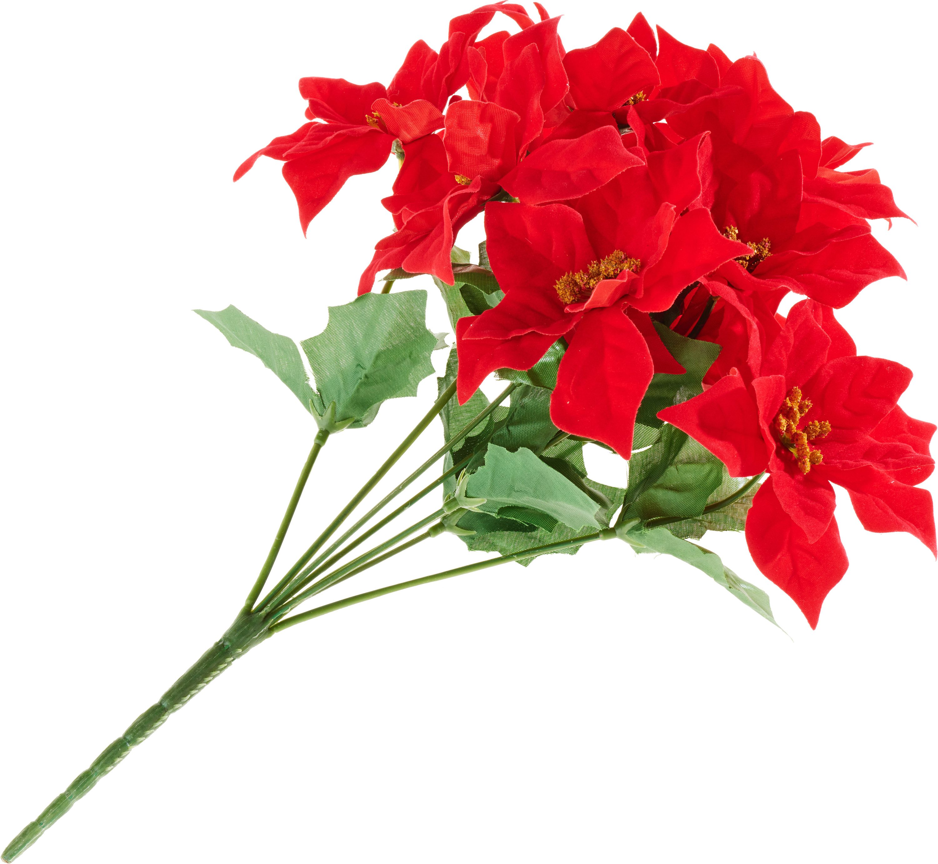 Kunstzweig Weihnachtsstern-Pick mit neun Blüten, DPI, Länge 34.0 cm
