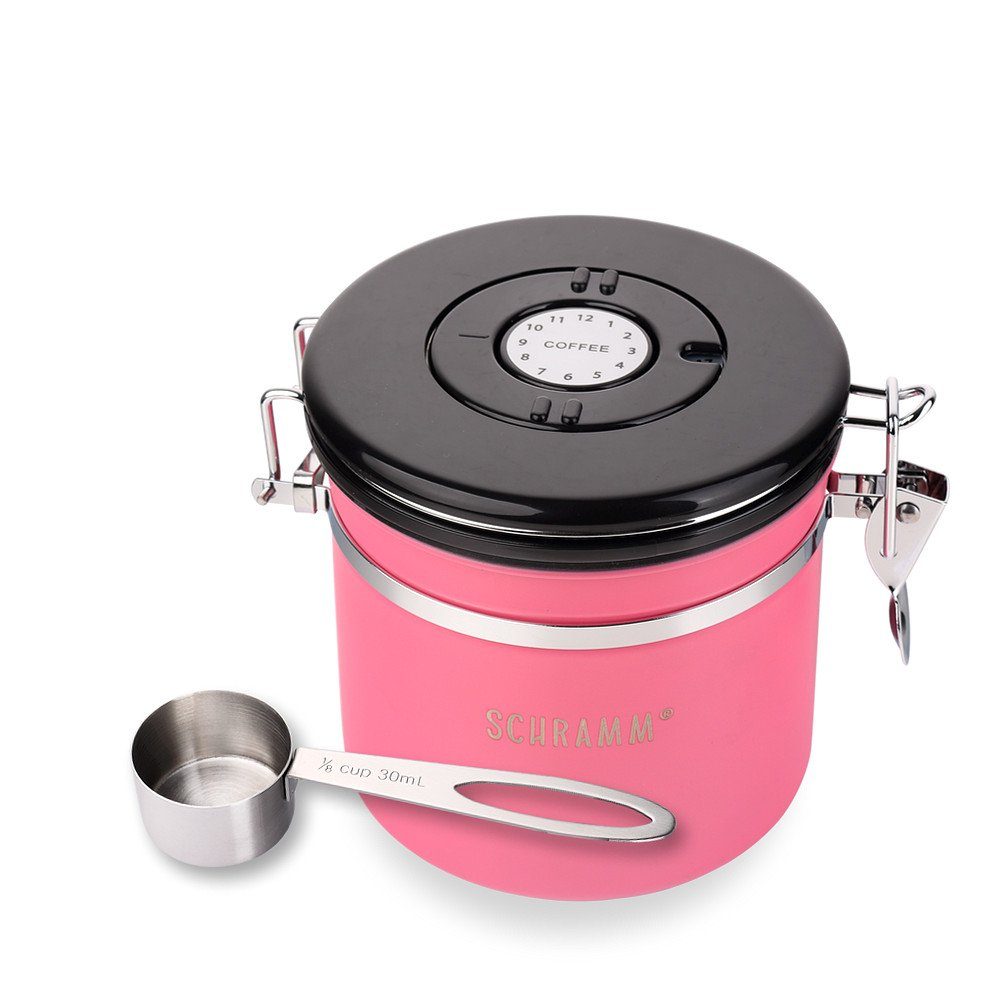 Schramm Kaffeedose Schramm® Kaffeedose 10 Höhe: Dosierlöffel Edelstahl Farben in pink 1200 12cm mit aus ml Kaffeebehälter Kaffeedosen