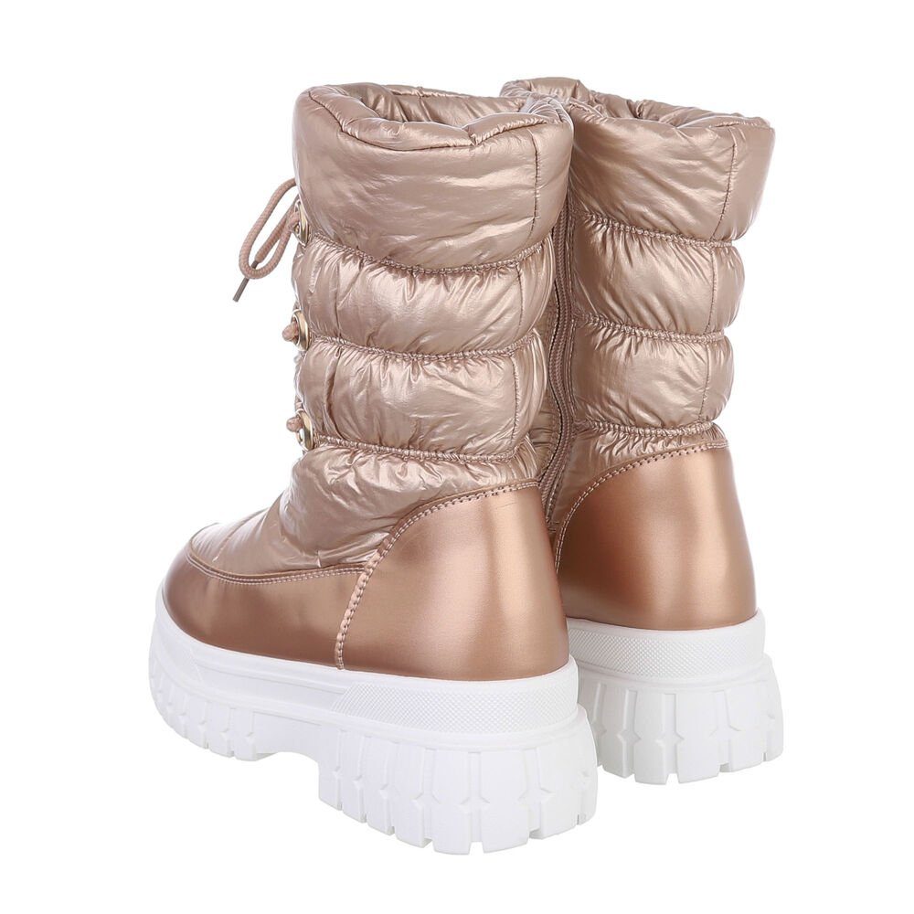 Ital-Design Damen Snowboots Freizeit Snowboots Blockabsatz Plateaustiefeletten in Gold