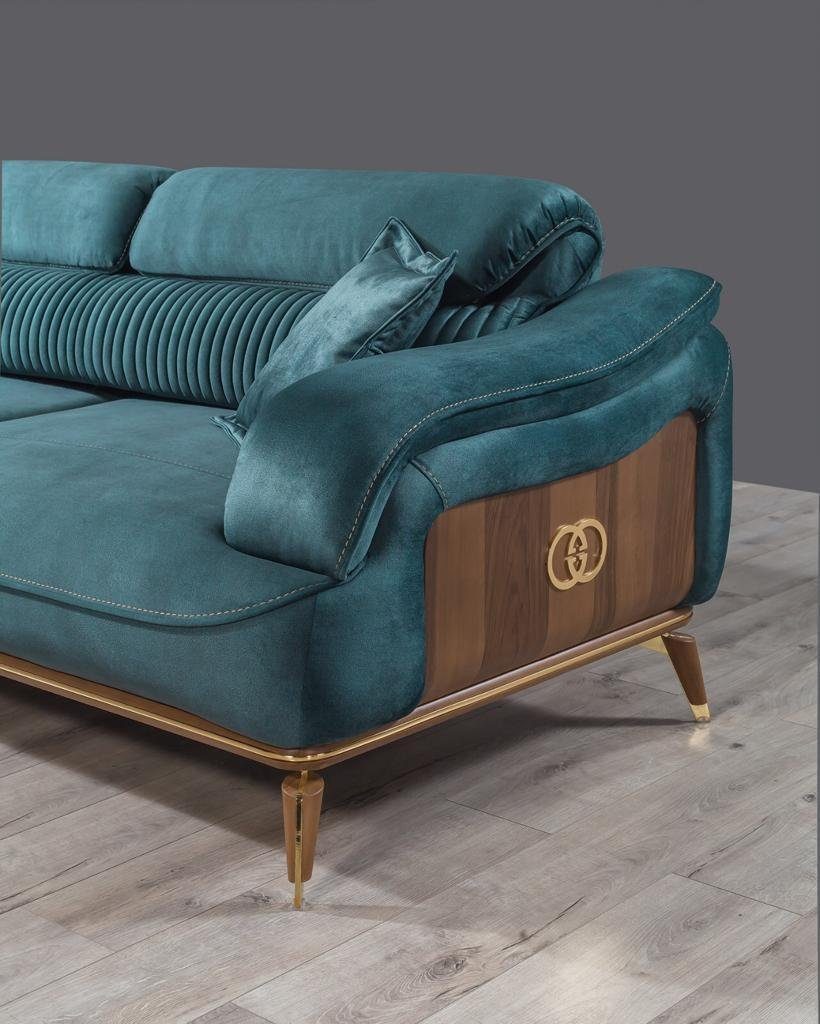 Gepolsterte 3 Luxus Sitzer Couch Sofa Sofas Dreisitzer JVmoebel Textil, Made Europa Couches Sofa in Teile, 1