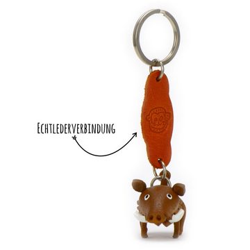 Monkimau Schlüsselanhänger Wildschwein Schlüsselanhänger Leder Tier Figur (Packung)