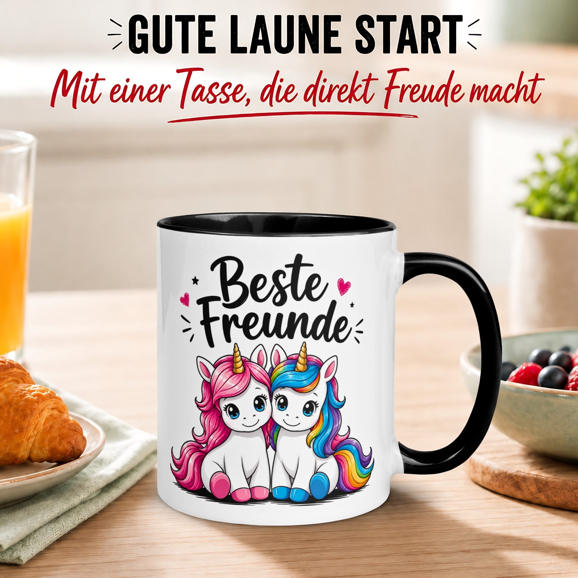 Momentals Tasse Beste Freunde – Einhorn Power – Geschenk Freundschaft Beste Freundin, Gratis Versand · Links-&Rechtshänder · Spülmaschinenfest