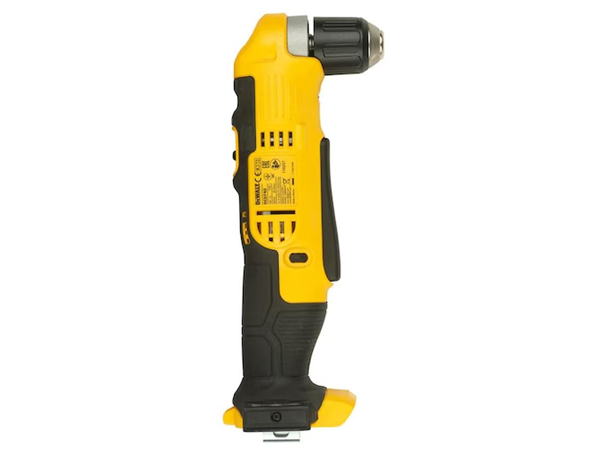 DeWalt Akku-Winkelbohrmaschine 18 V (Basisv), 18 V, max. 2000 U/min, mit 33 Nm, 10 mm Schnellspannbohrfutter & Spindelarretierung im Koffer