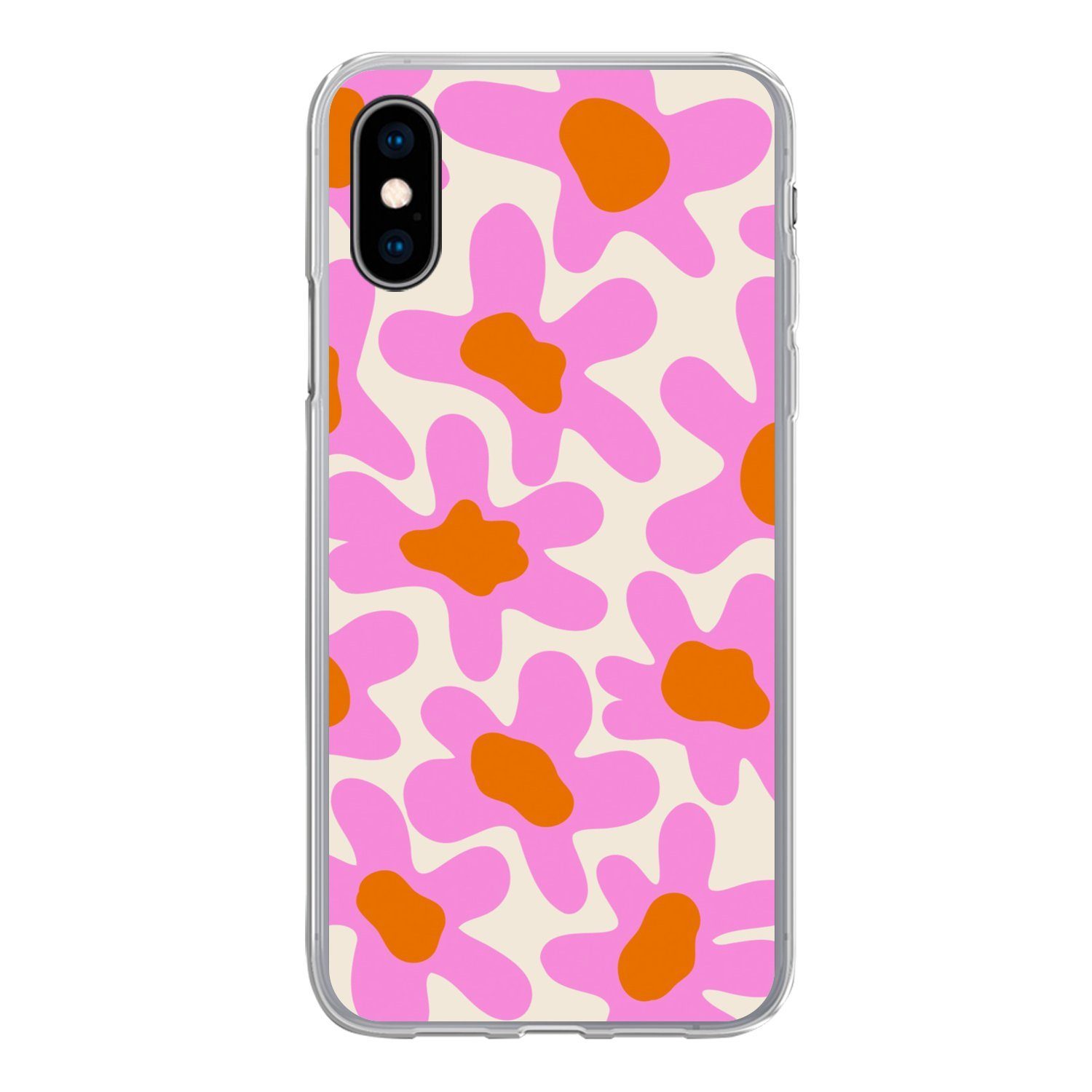 MuchoWow Handyhülle für Apple iPhone X Blume - Rosa - Muster, Smartphone-Bumper, Print, Handy Schutzhülle Dünn