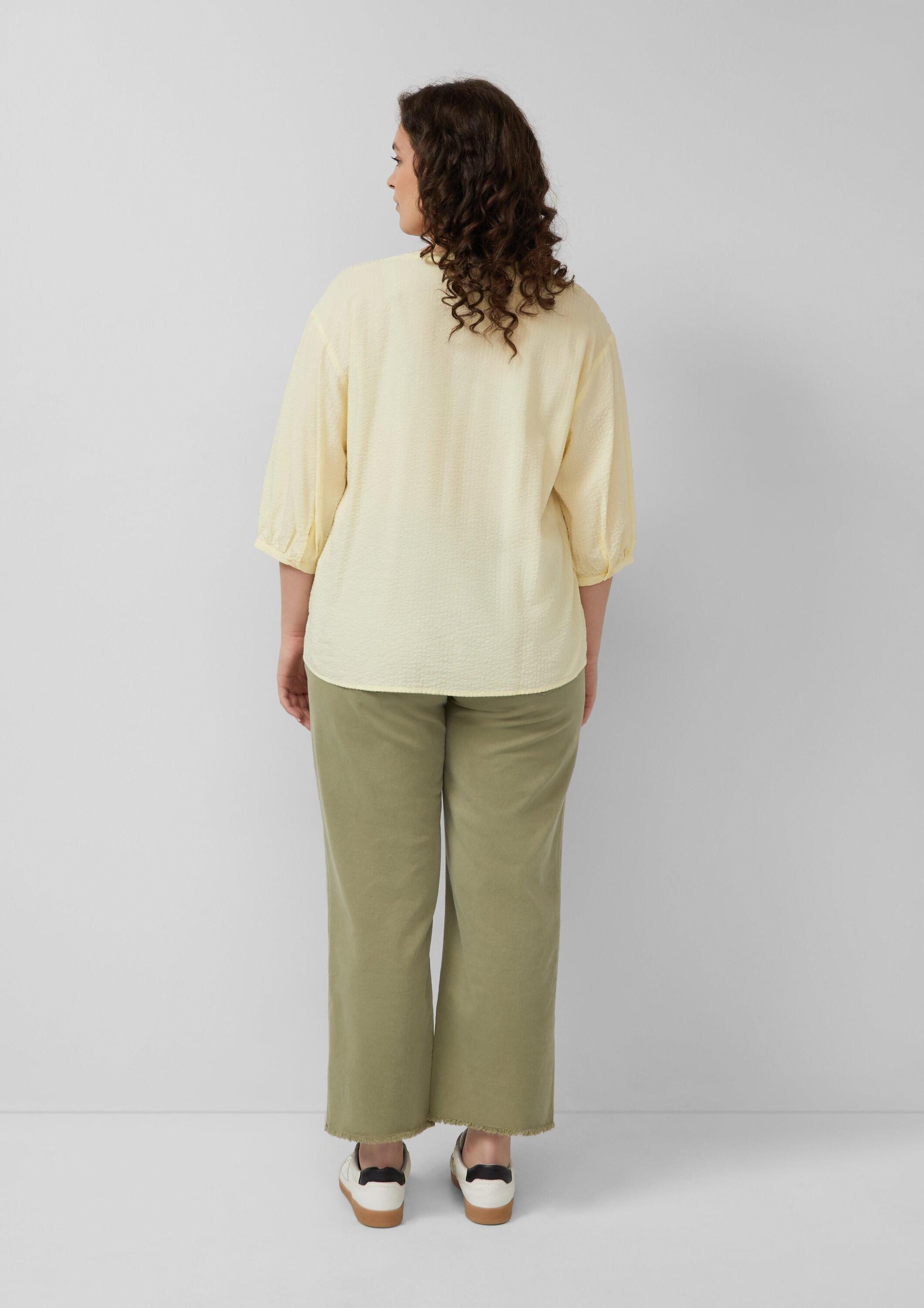 s.Oliver Kurzarmbluse Bluse Bluse aus Seersucker mit Raffungen