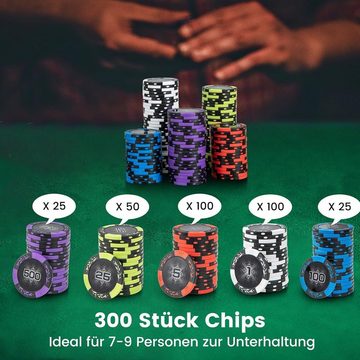 KOMFOTTEU Spiel, Pokerset, Pokerkoffer, mit 300 Laser Pokerchips