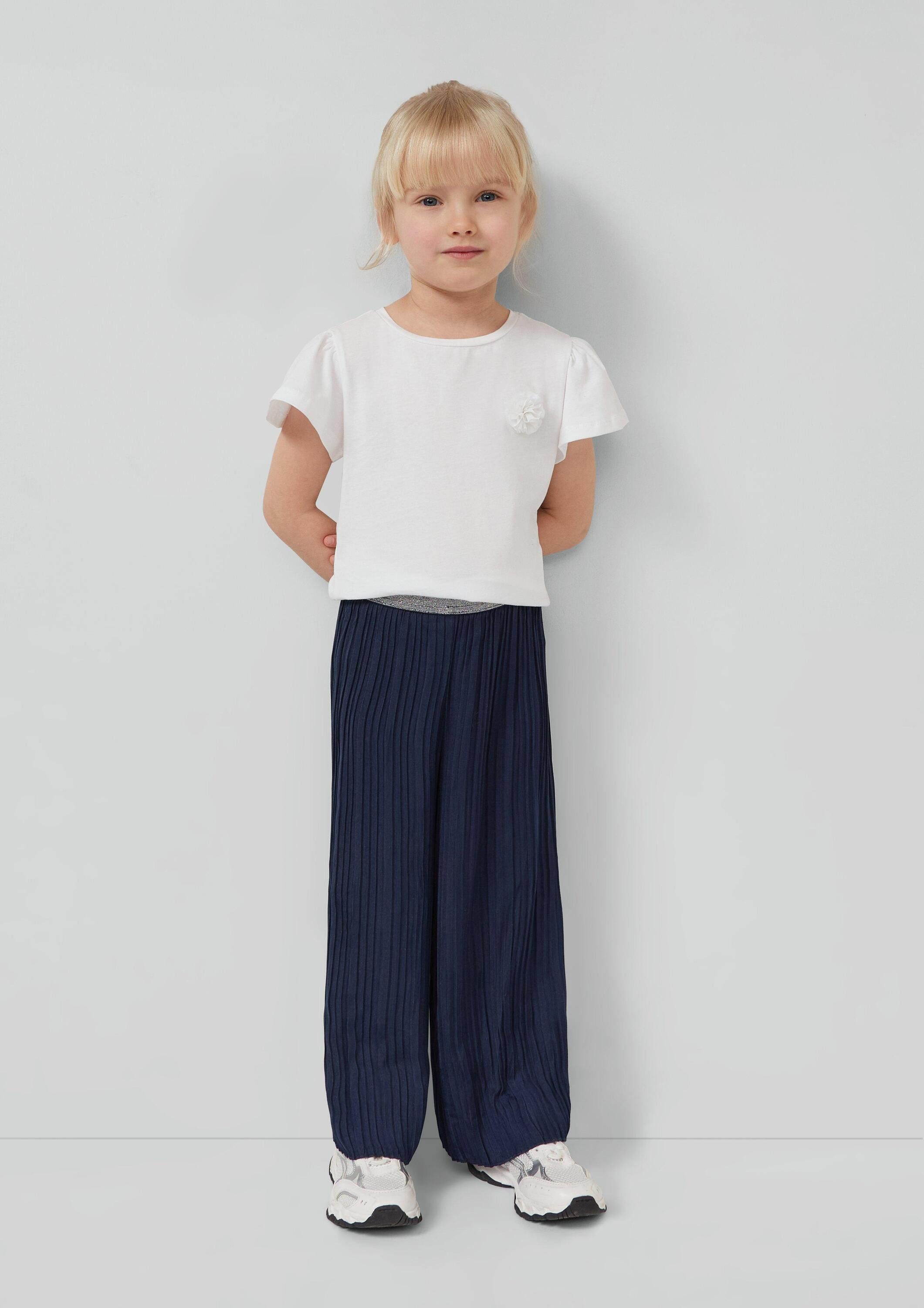 s.Oliver Chinos Hose Plisseehose mit Wide Leg und Glitzerbund
