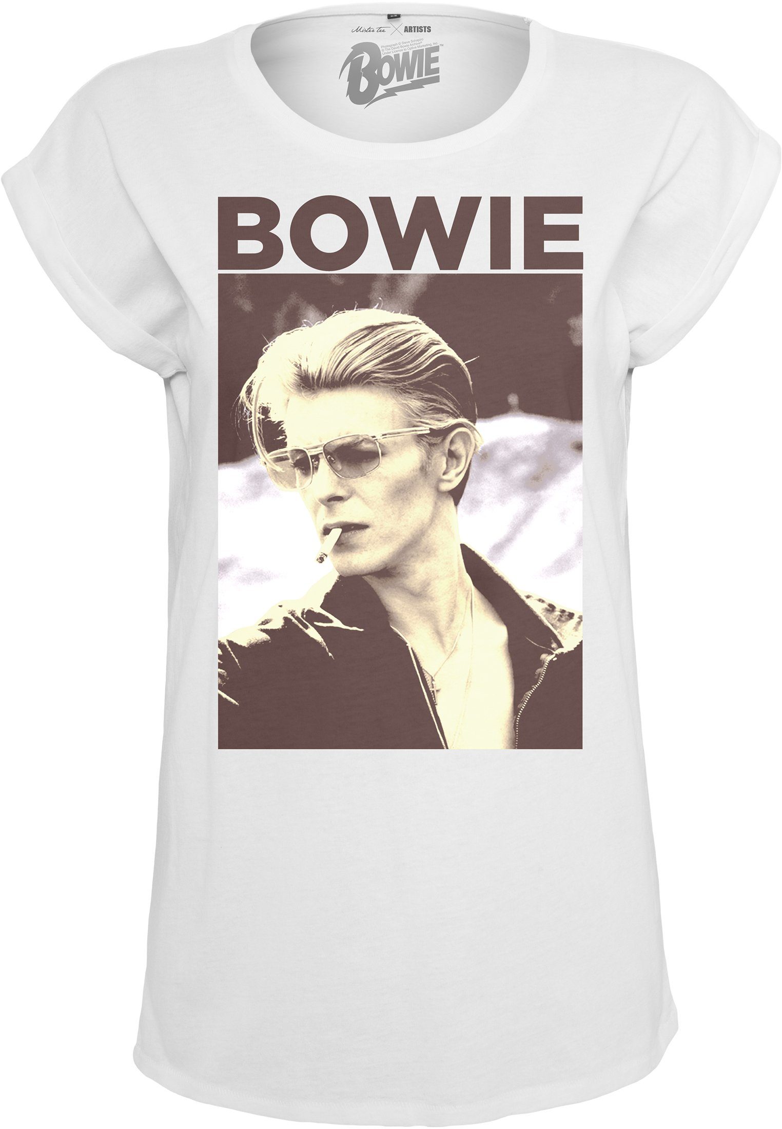 MisterTee MT365 Damen Bowie David T-Shirt Bowie Tee David Ladies white Mister (1-tlg) Tee