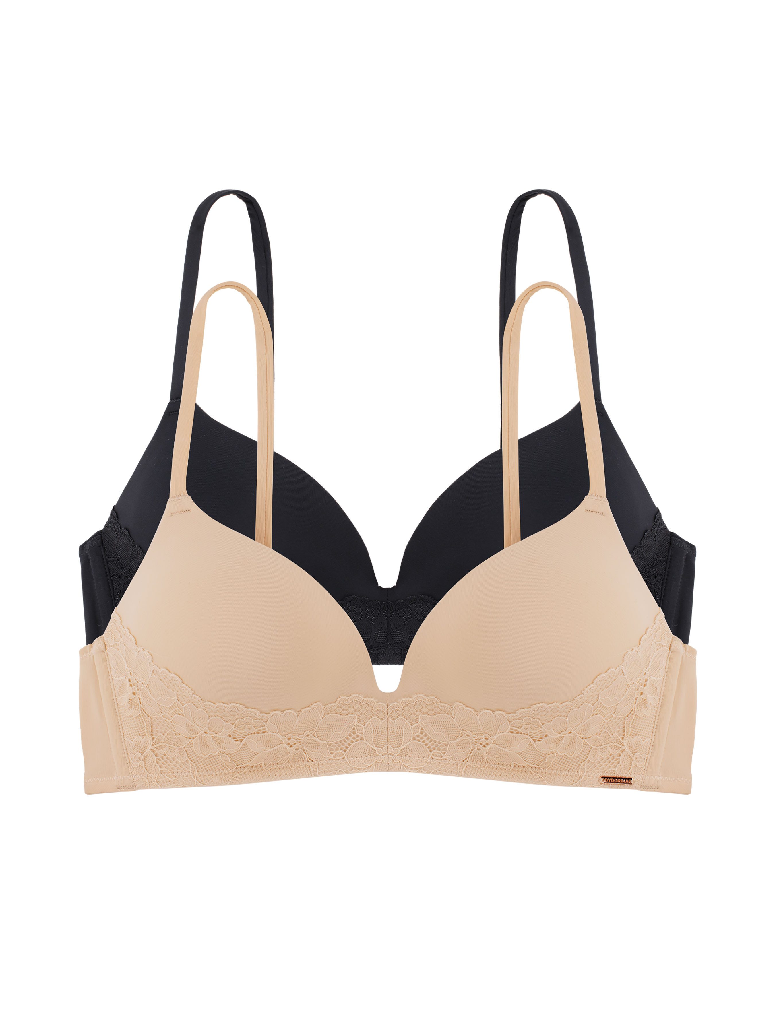 Dorina T-Shirt-BH FILI/LACE (2er Pack) mit floraler Spitze, verstellbare Träger