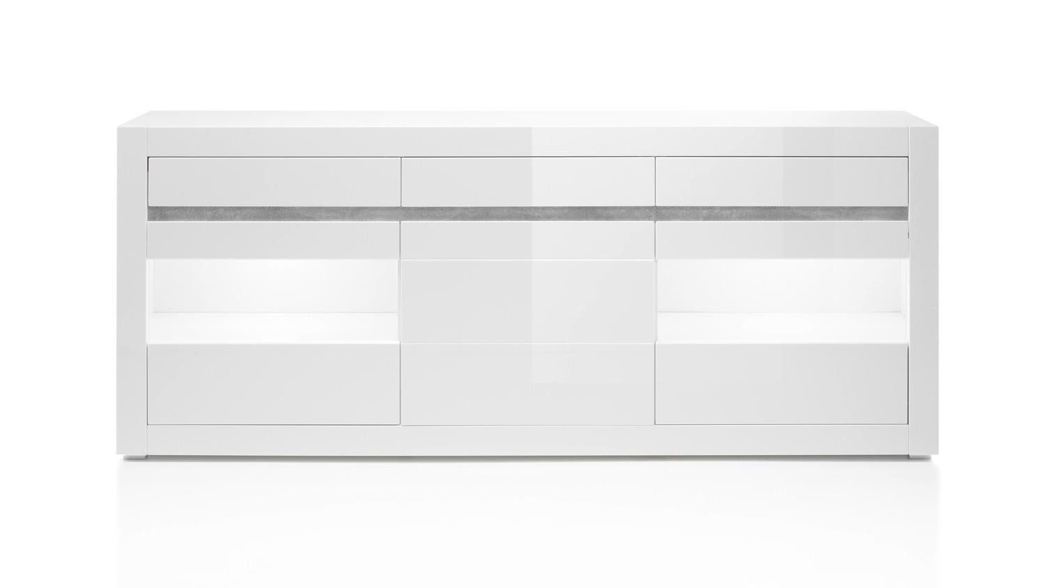 Möbel Akut Sideboard Sideboard Carat Kommode Anrichte in weiß Hochglanz 217 cm