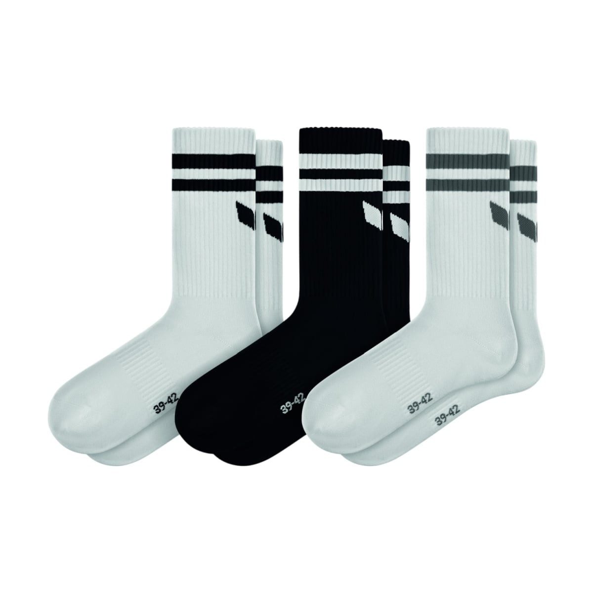Erima Sportsocken 3 Wings (Baumwolle) sortiert grau/schwarz/weiss - 3 Paar