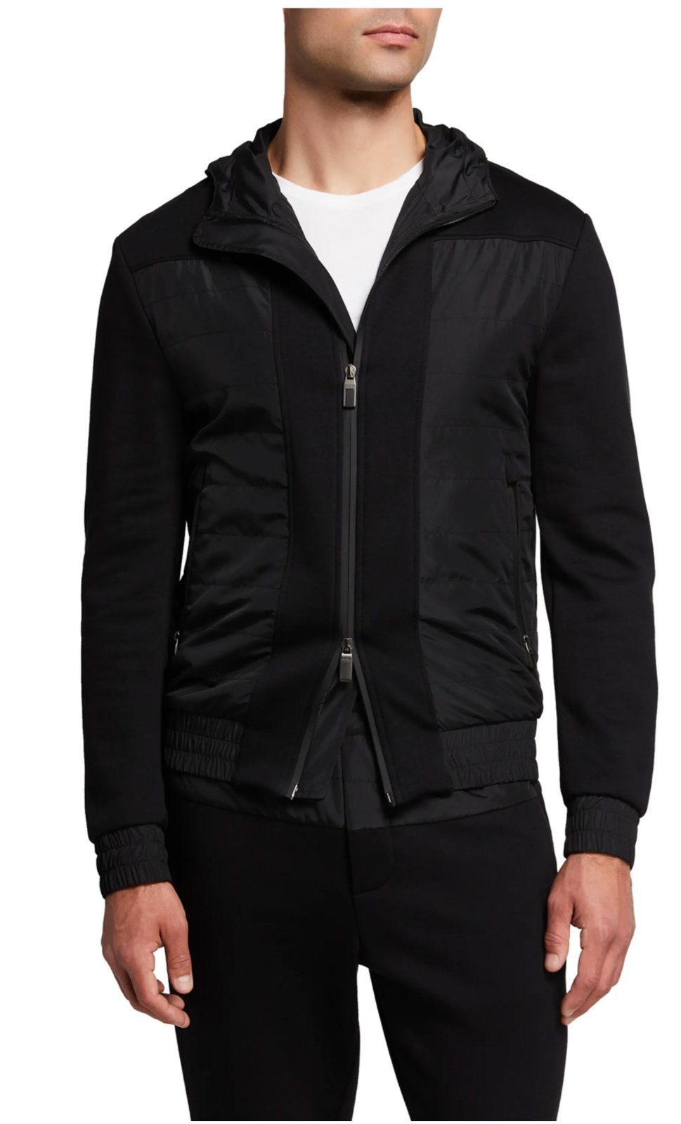Brioni Winterjacke CANALI Black Edition Tonal Hooded Hi-tech Jacket Jersey Zip Hoodie Jac