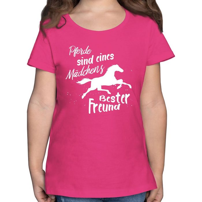 Shirtracer T-Shirt Pferde sind eines Mädchens bester Freund - Tiermotiv Animal Print - Mädchen Kinder T-Shirt pferde mädchen - t-shirt pferd 140 - pferdeshirts - kinder reitshirt