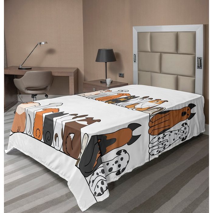 Betttuch weiches bequemes oberes Bettlaken dekoratives Bett 1 Stück Abakuhaus Hund Hundefamilie in einer Reihe