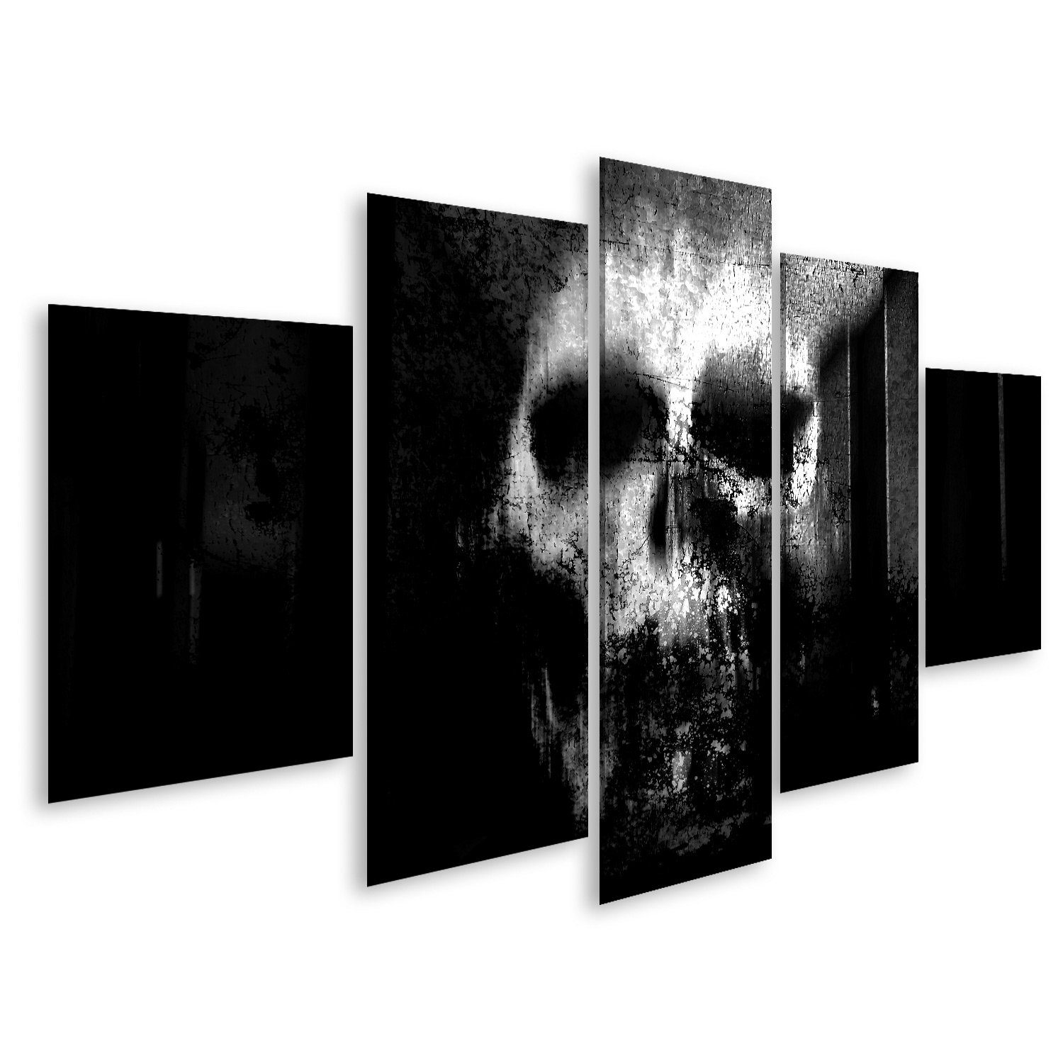 islandburner Leinwandbild Bild auf Leinwand Horror Schädel Schwarzweiß Horror Hintergrund Für Ha