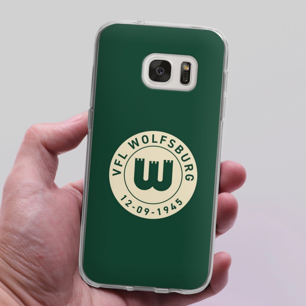 DeinDesign Handyhülle VfL Wolfsburg 80 Jahre Offizielles Lizenzprodukt, Samsung Galaxy S7 Silikon Hülle Bumper Case Handy Schutzhülle